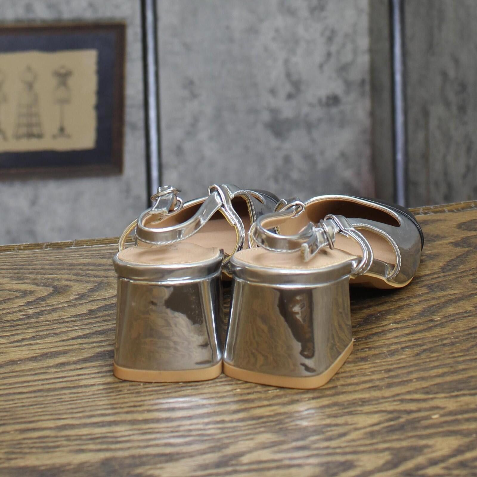 Other Berness Slingback Pump Block Heels Silver Metallic Gray 6m Size US 6 / IT 36 - 4 Thumbnail