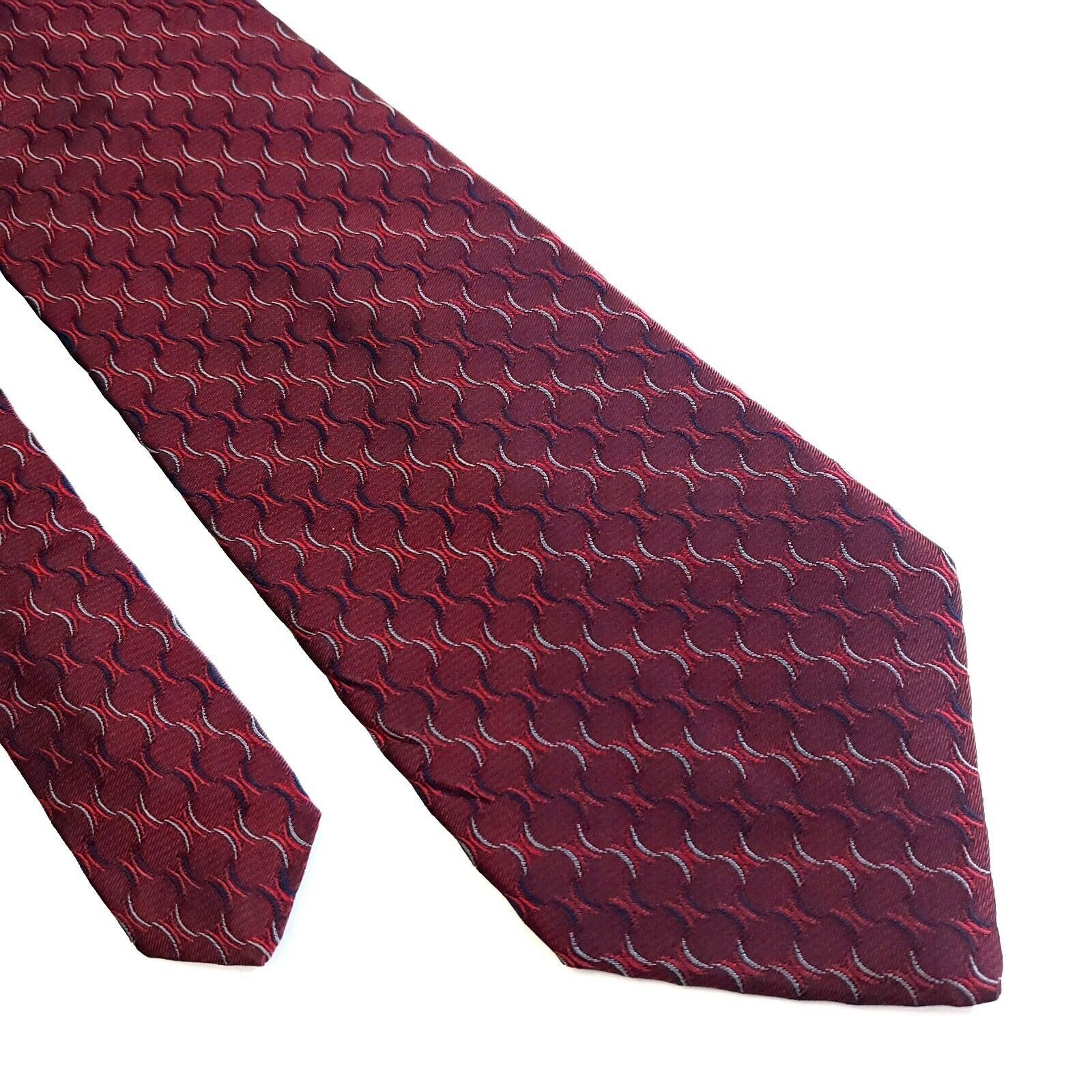 Jones New York Jones New York Metallic Red Geometric Woven Silk Tie Size ONE SIZE - 1 Thumbnail