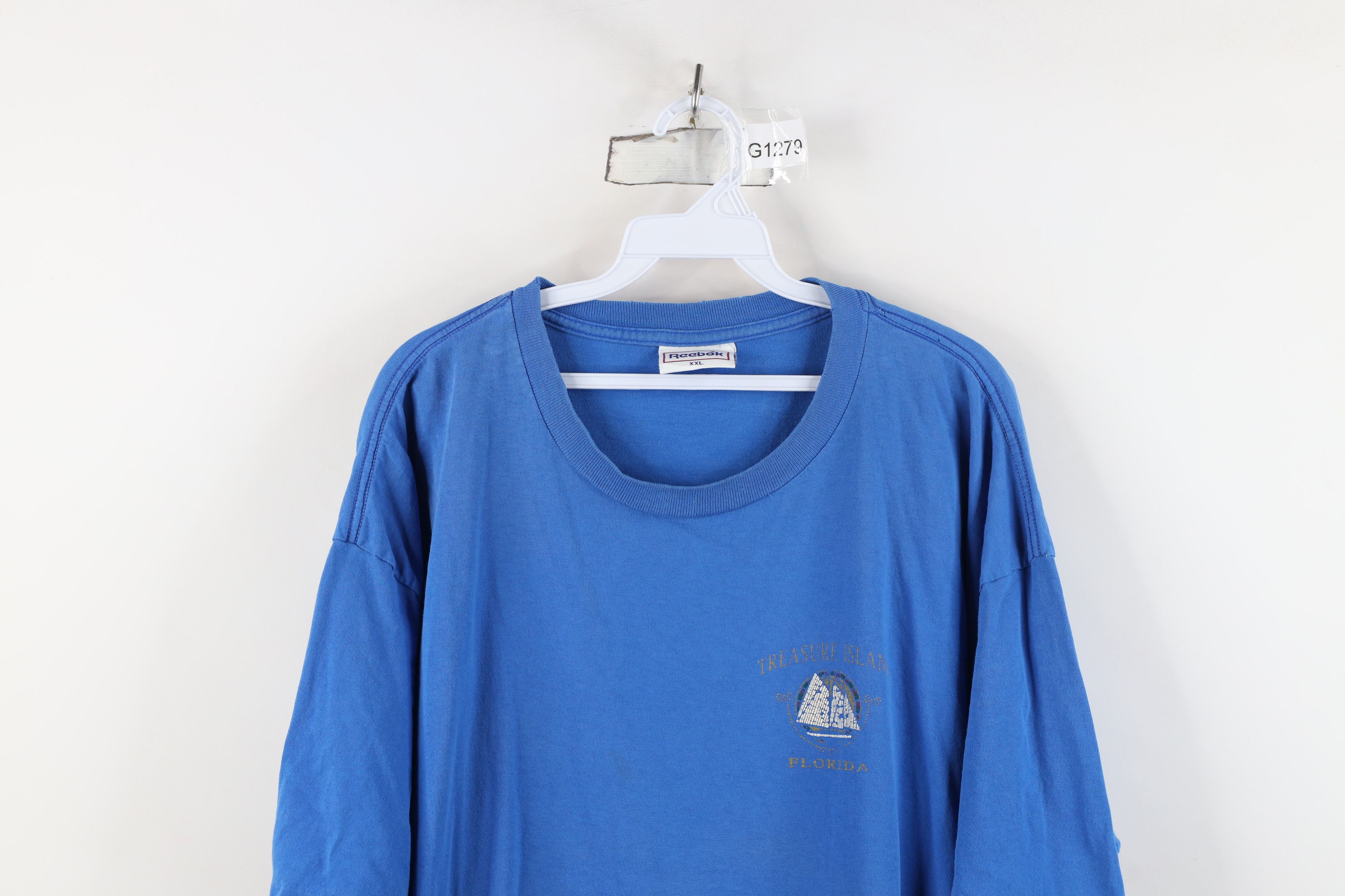 Reebok Vintage 90s Reebok Treasure Island Florida T-Shirt Blue USA Size US XXL / EU 58 / 5 - 2 Thumbnail