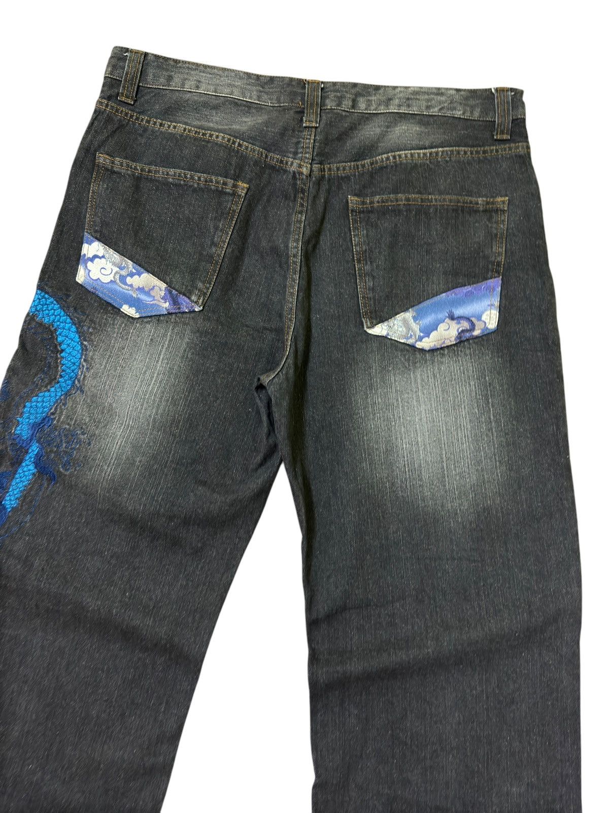 Karakuri Tamashii Karakuri Tamashii Dragon Embroidered Sukajan Denim Jeans Size US 34 / EU 50 - 13 Thumbnail