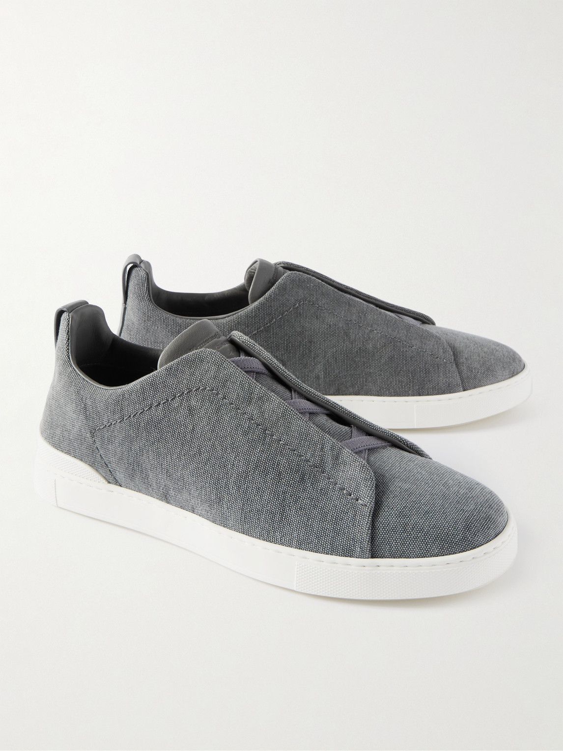 Ermenegildo Zegna o1s1rm1025 RLHTYE Triple Stitch Low-Top Sneakers in Gray Size US 5.5 / EU 38 - 4 Thumbnail