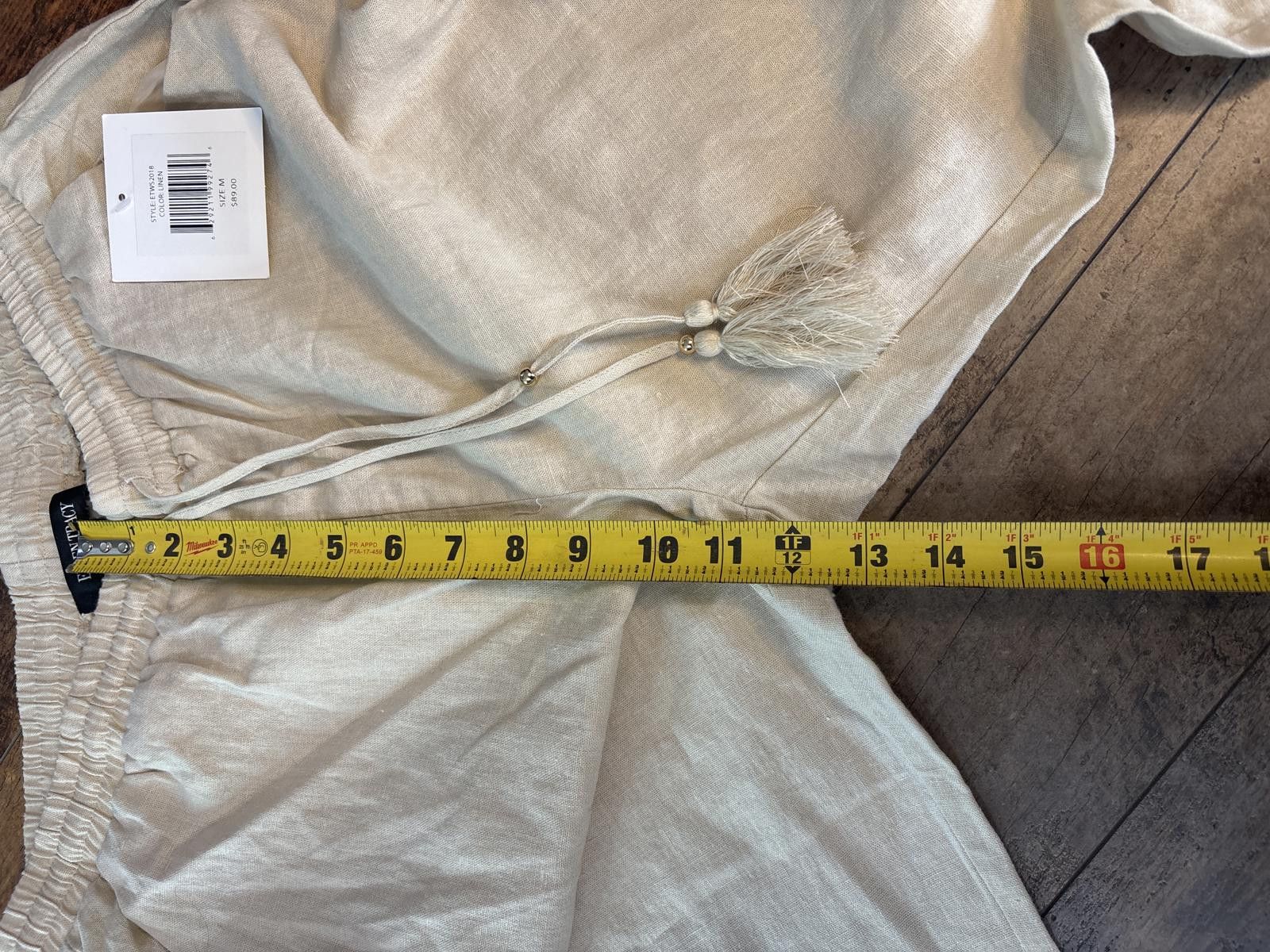 Other Ellen Tracy Beige Wide Leg Linen Pants with Drawstring Waist Size 32" / US 10 / IT 46 - 9 Thumbnail