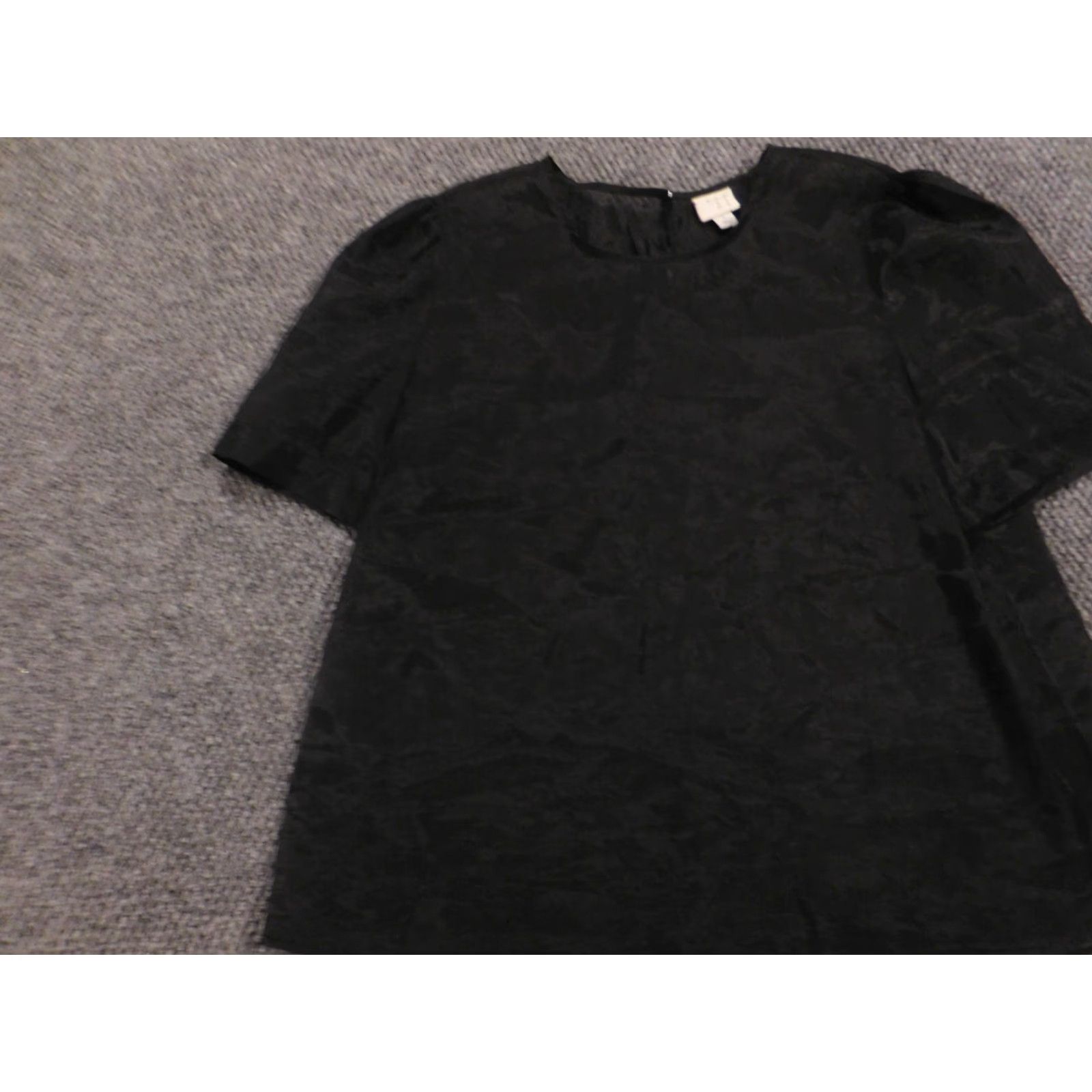 Vintage A New Day Blouse Shirt Womens Large L Black Sheer Round Neck Pullover Casual Button Bas ic Polyester Regular Down 90s? Size L / US 10 / IT 46 - 3 Thumbnail