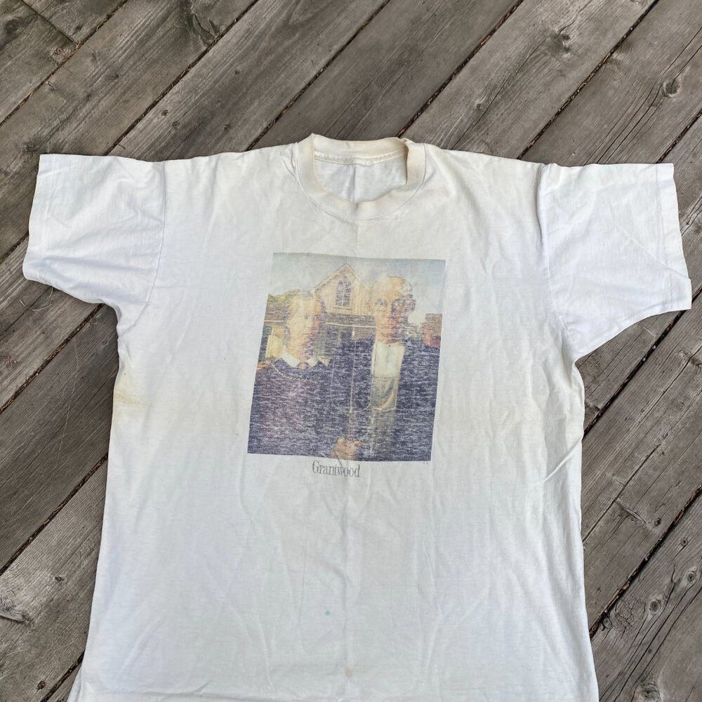 Vintage Vintage 1988 American Gothic Grant Wood Artwork T Shirt Lar Size US L / EU 52-54 / 3 - 4 Thumbnail