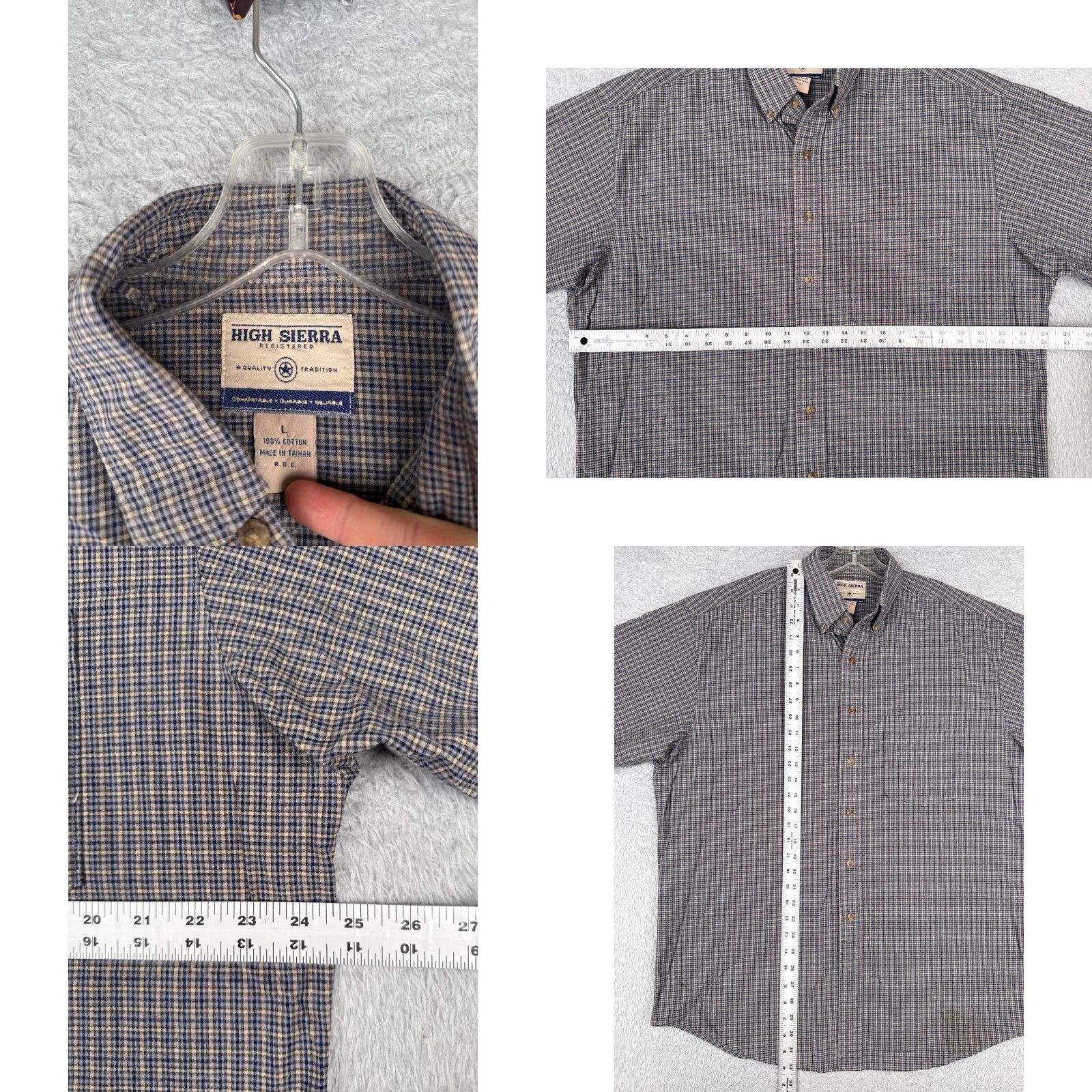 High Sierra VINTAGE High Sierra Plaid Button-Up Shirt Adult Large Blue 100% Cotton Camping Outdoor Mens Size US L / EU 52-54 / 3 - 8 Thumbnail