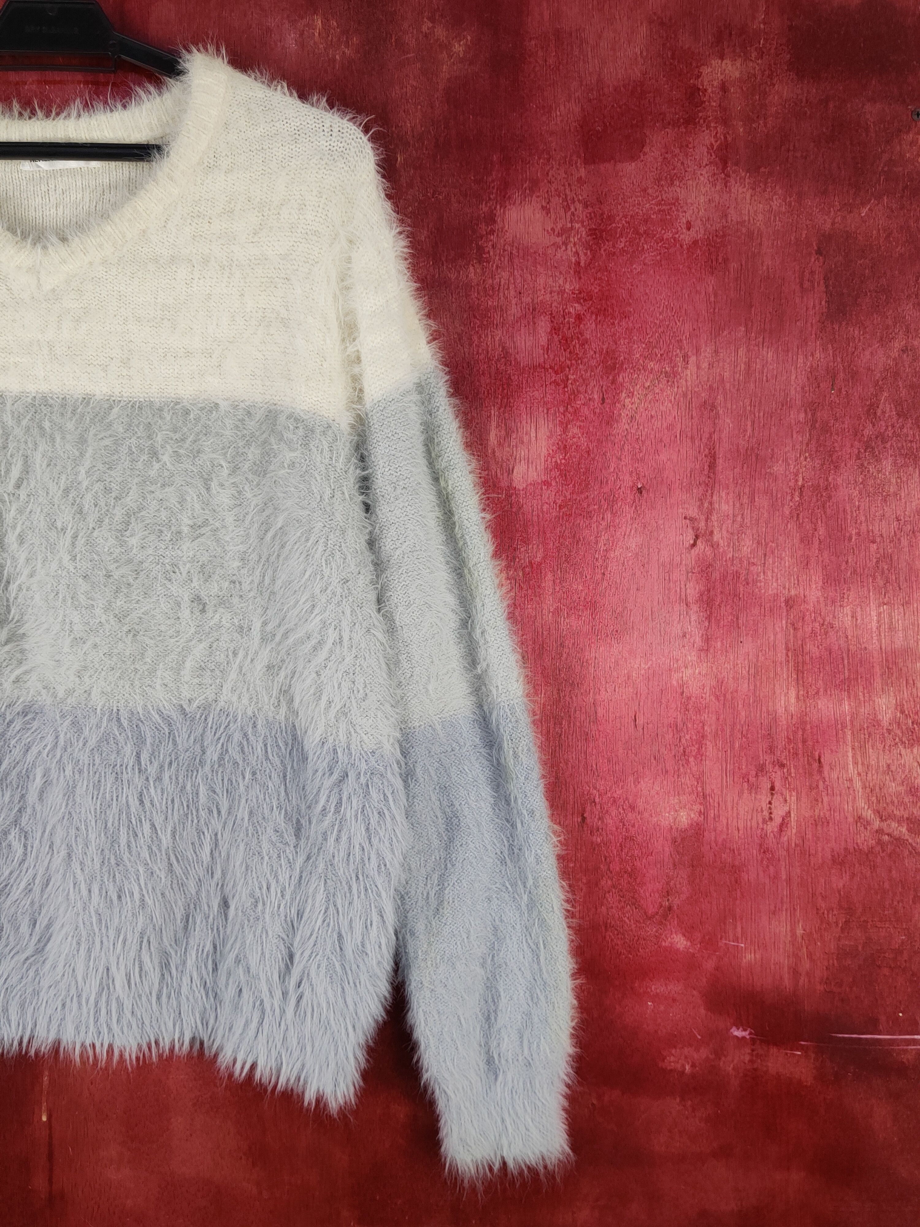 Homespun Knitwear Healthy Karen Blue Shag Shaggy Fur Mohair Knitwear #S2279 Size L / US 10 / IT 46 - 5 Thumbnail