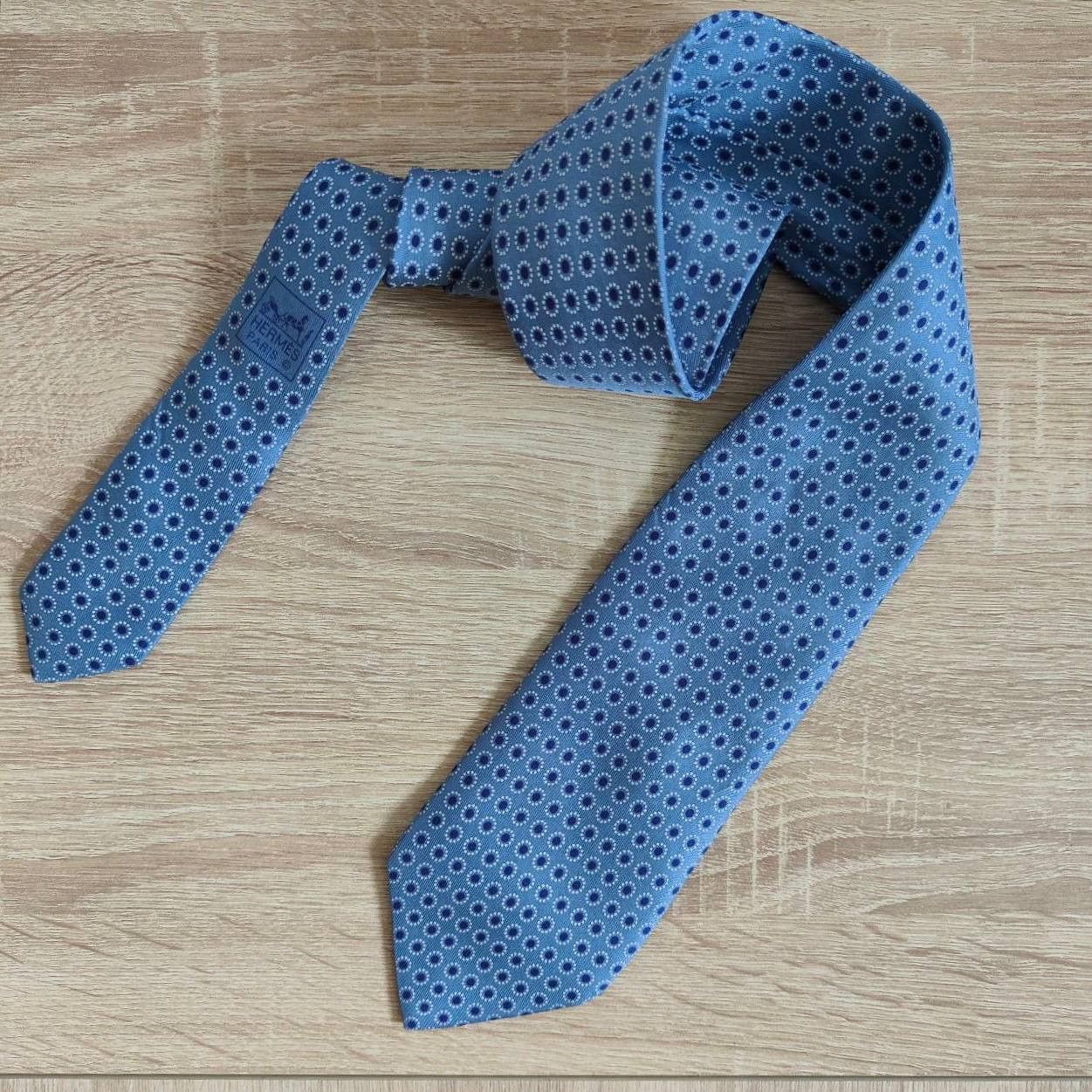 Hermes Hermes Paris Silk Tie 5357 OA Geometry Blue Size ONE SIZE - 2 Thumbnail