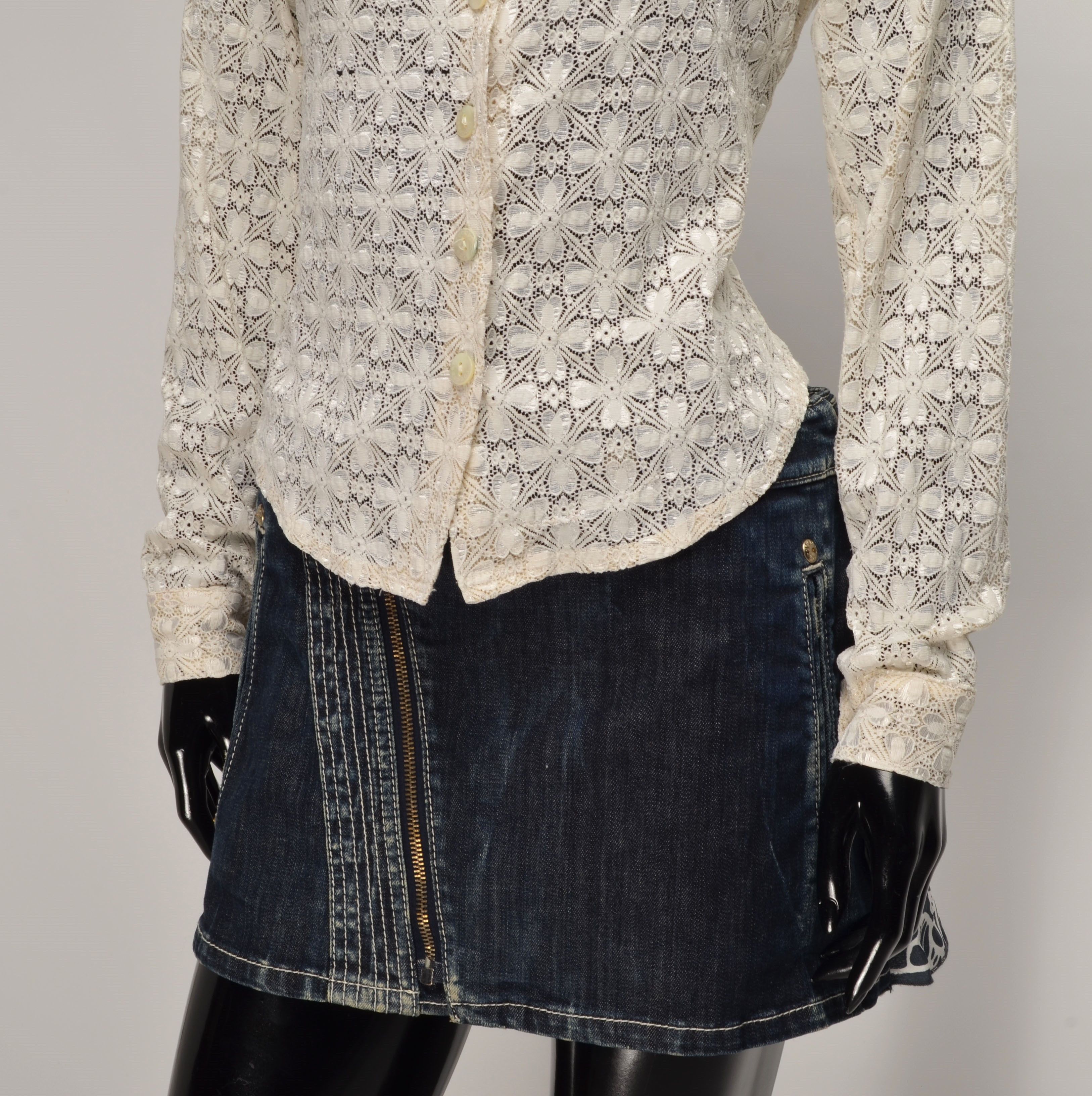 Other Roccobarocco Vintage 80's Lace Floral Long Sleeve Shirt Size XS / US 0-2 / IT 36-38 - 3 Thumbnail