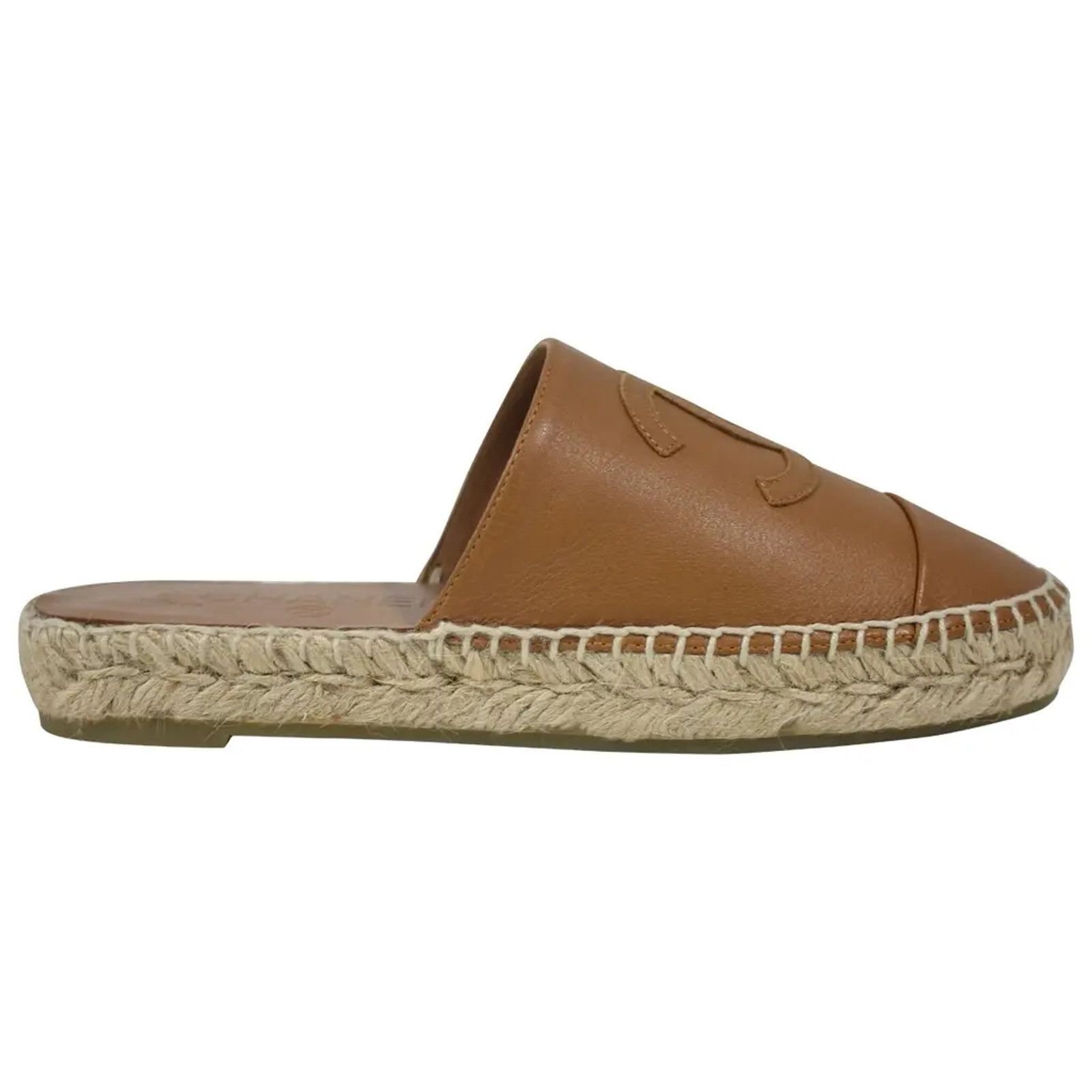 Chanel Chanel 20A Brown CC Double Sole Backless Espadrille Flat 35 Grailed