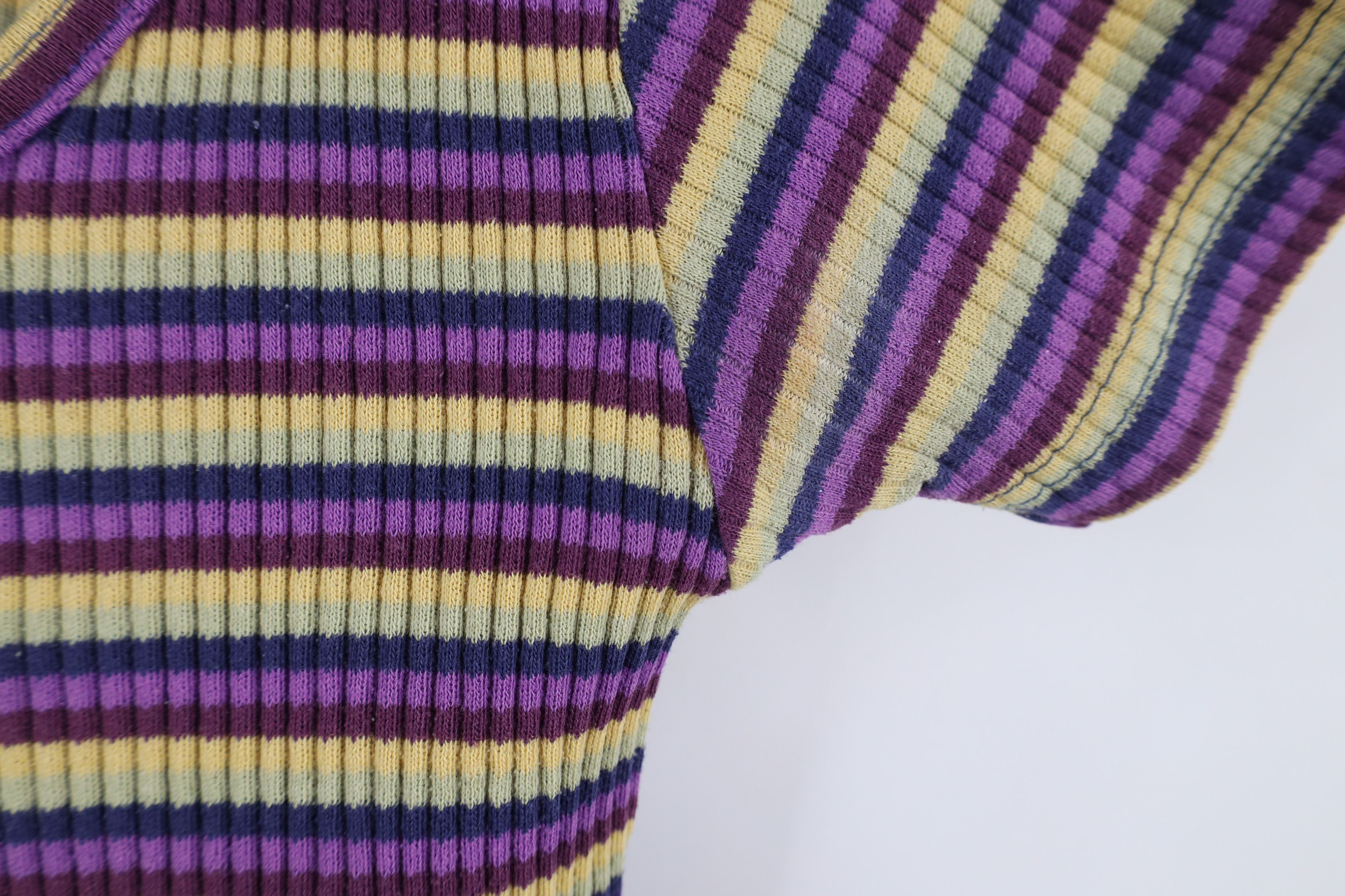 Vintage Vintage 90s Y2K Baby Doll Striped Ribbed Knit T-Shirt Size M / US 6-8 / IT 42-44 - 5 Thumbnail