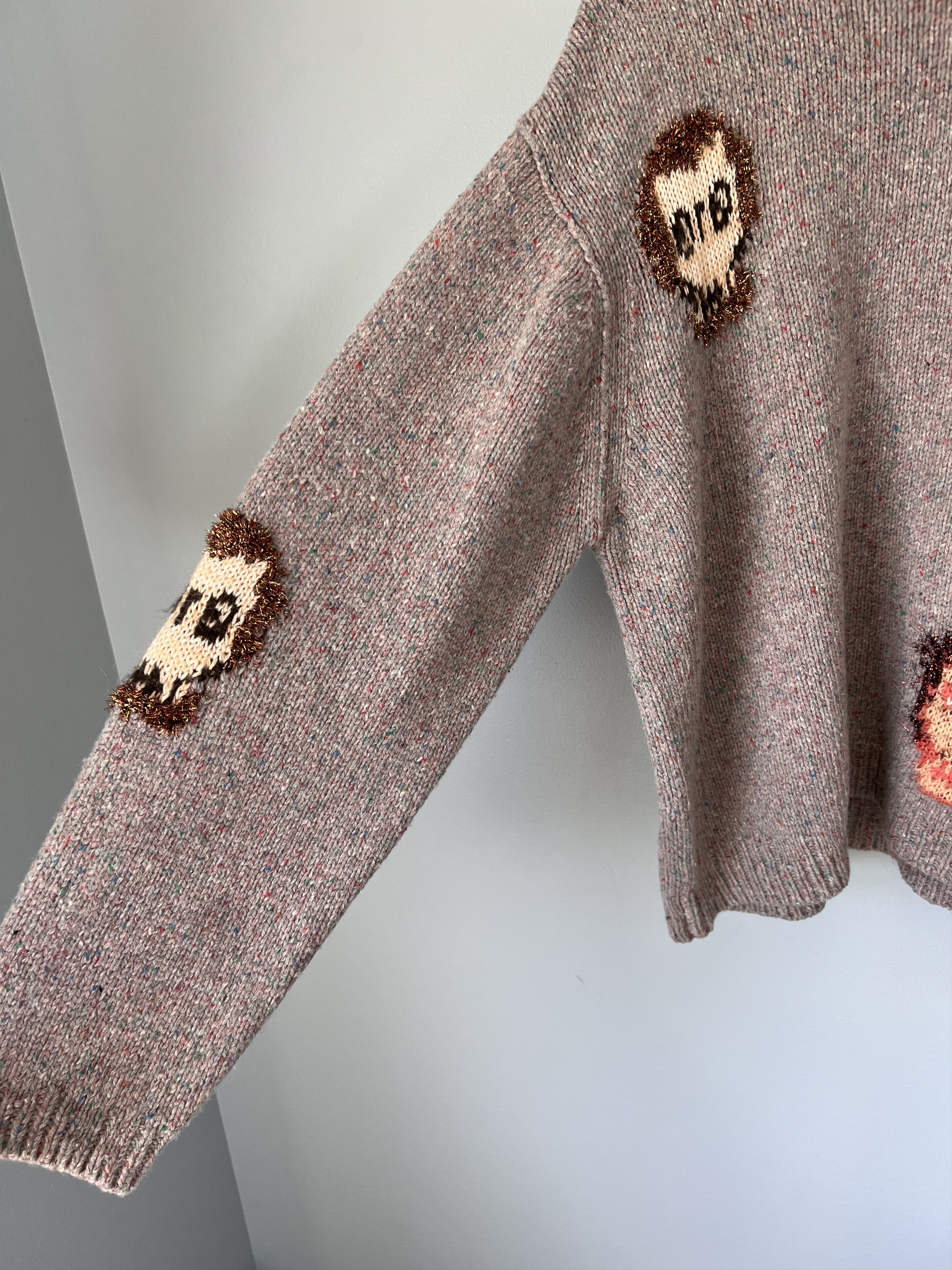Acne Studios Acne Studios Konegal Skull Wool Blend Sweater in Beige Size US L / EU 52-54 / 3 - 4 Thumbnail