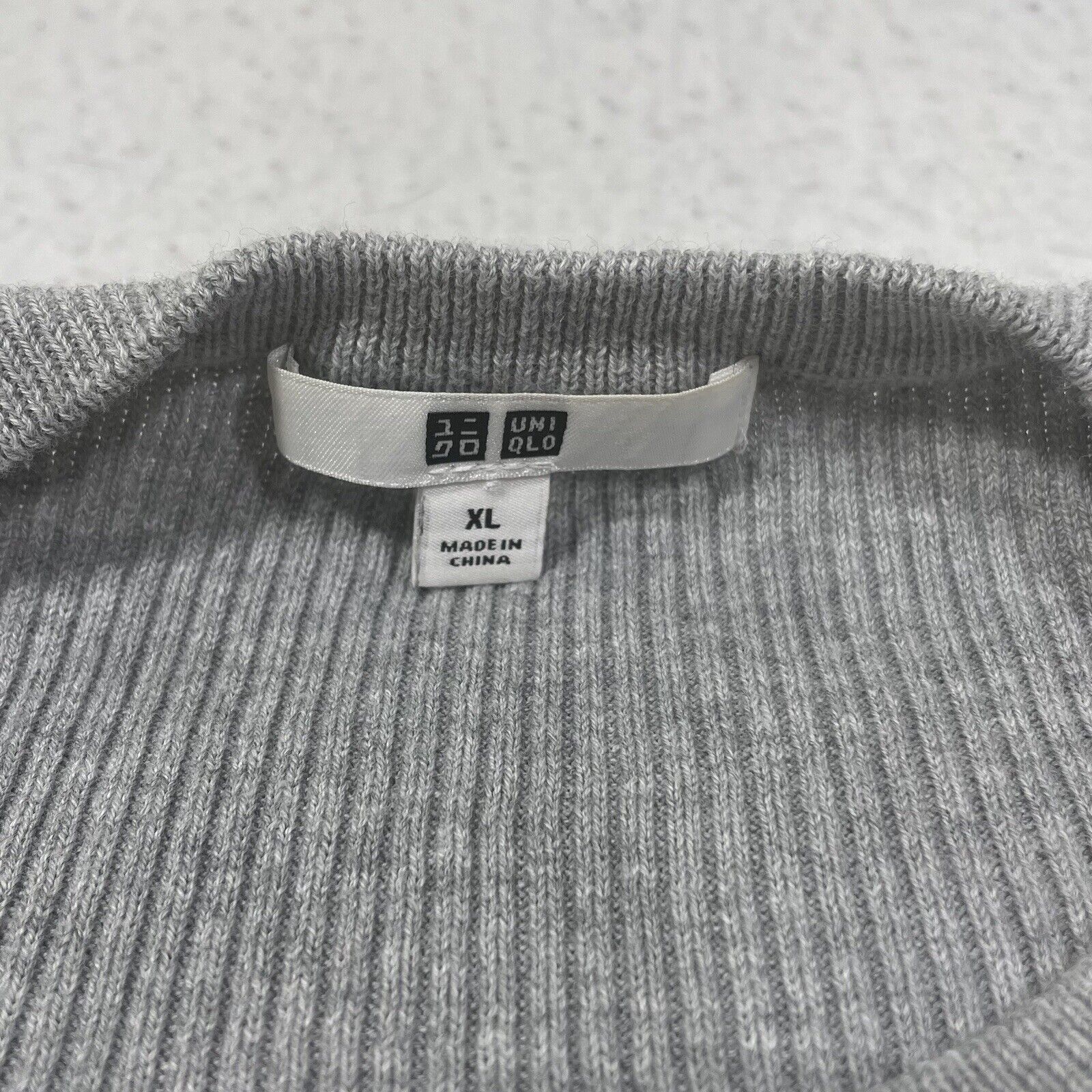 Uniqlo Uniqlo Gray Circle Neck Ribbed T-Shirt Cotton Top Size XL / US 12-14 / IT 48-50 - 2 Thumbnail