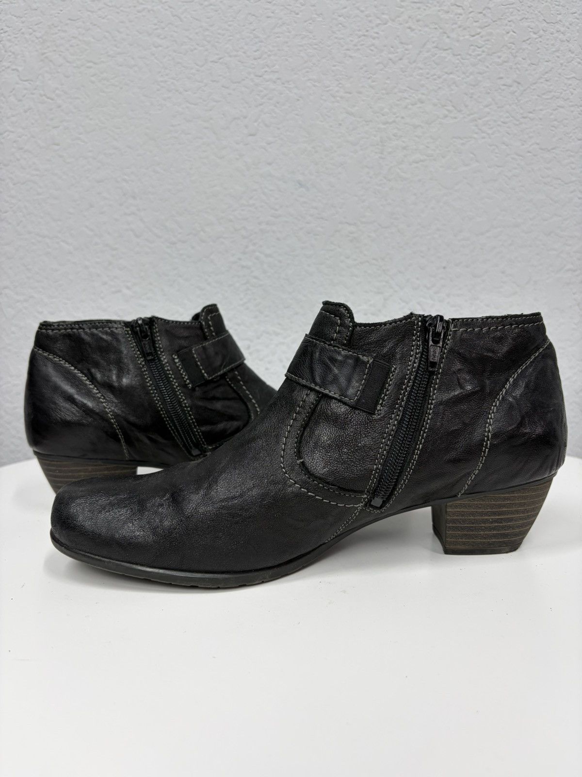 If Six Was Nine AS 98 Vibe Artisan Black Leather Side Zip Ankle Biker Boots Size US 9 / EU 42 - 8 Thumbnail