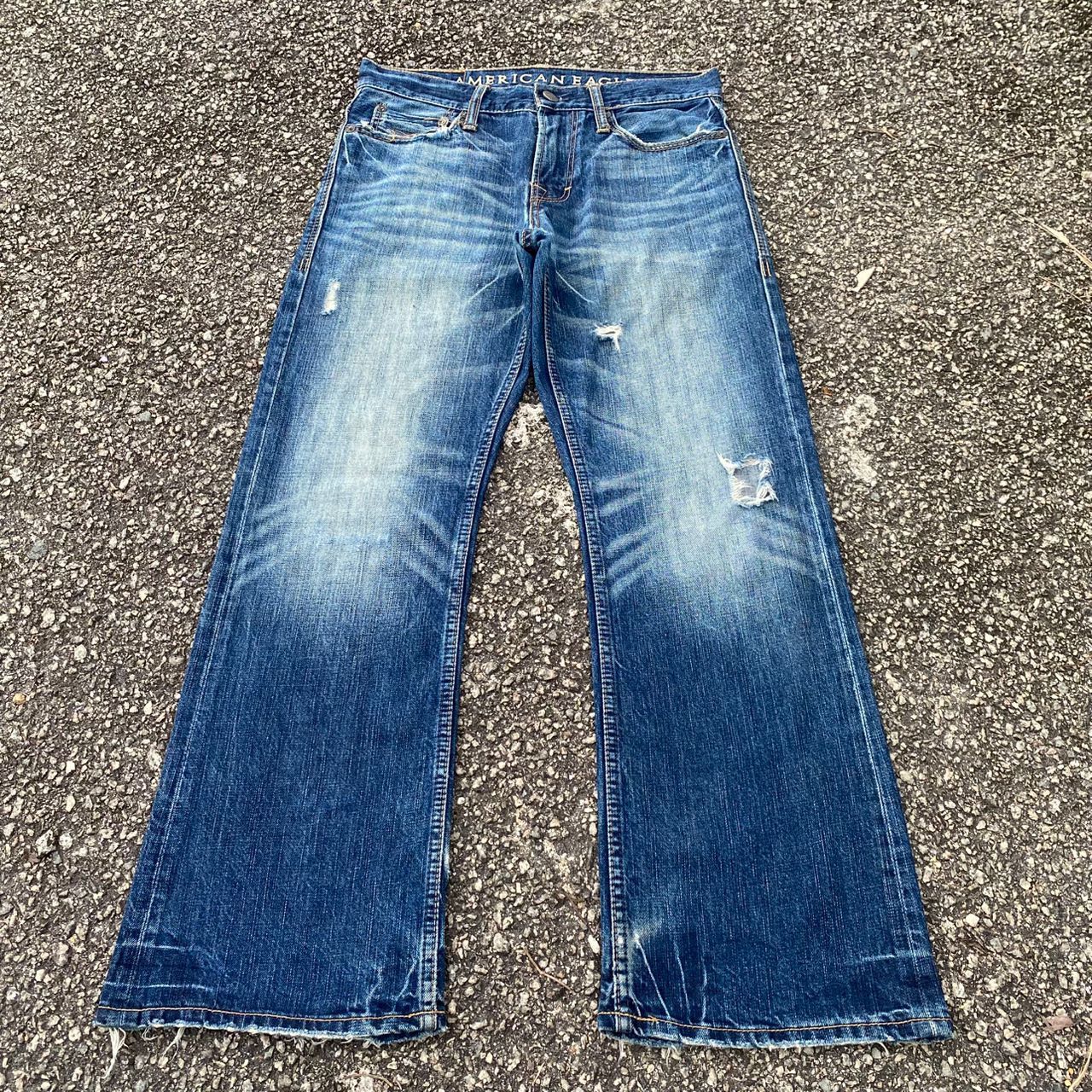 If Six Was Nine Vintage American Eagle Flared Distressed Denim Size US 31 - 2 Thumbnail