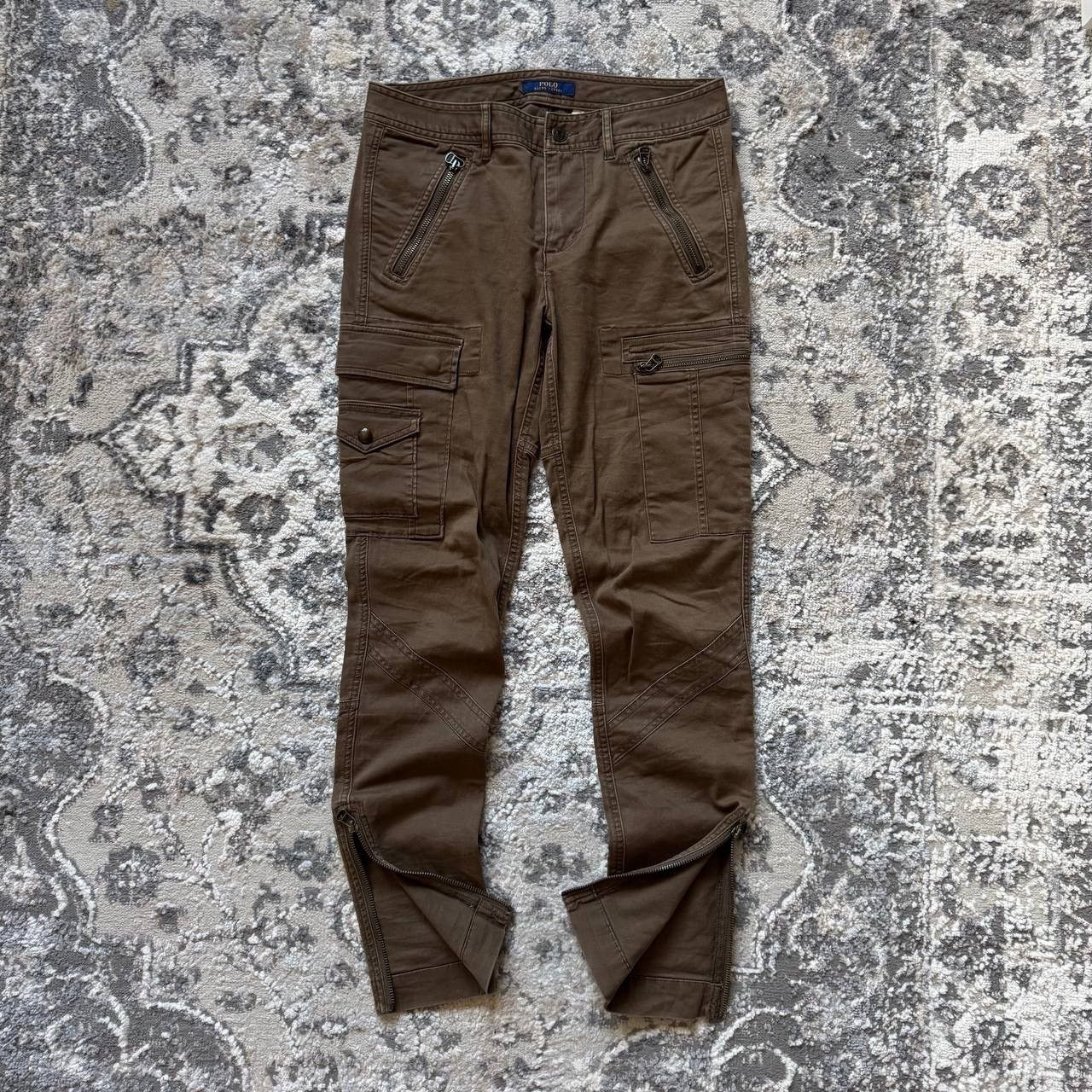 Ralph Lauren Brown Utility Cargo Zipped Archive Pants