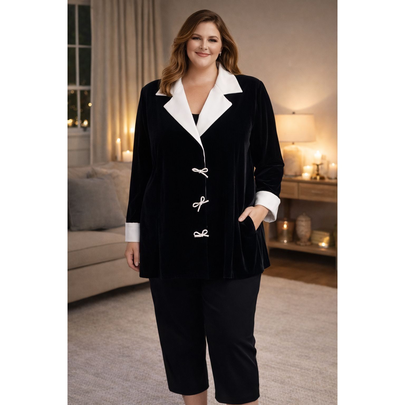 Other Coldwater Creek Womens Plus Size Black & White Blazer Jacket Size 3XL / US 20-22 - 1 Thumbnail