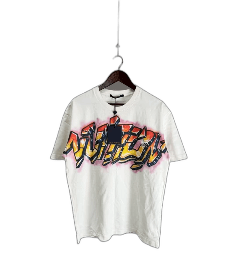 Louis Vuitton White Graffiti Short Sleeve Shirt-2506