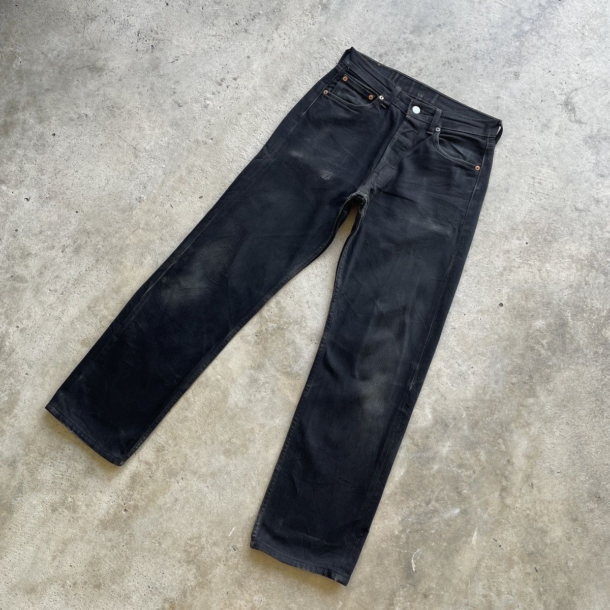 Levi's Vintage Clothing W29💥 Vintage Levi’s 501 Fly Button Black Faded Jeans Pants Size US 29 - 2 Thumbnail