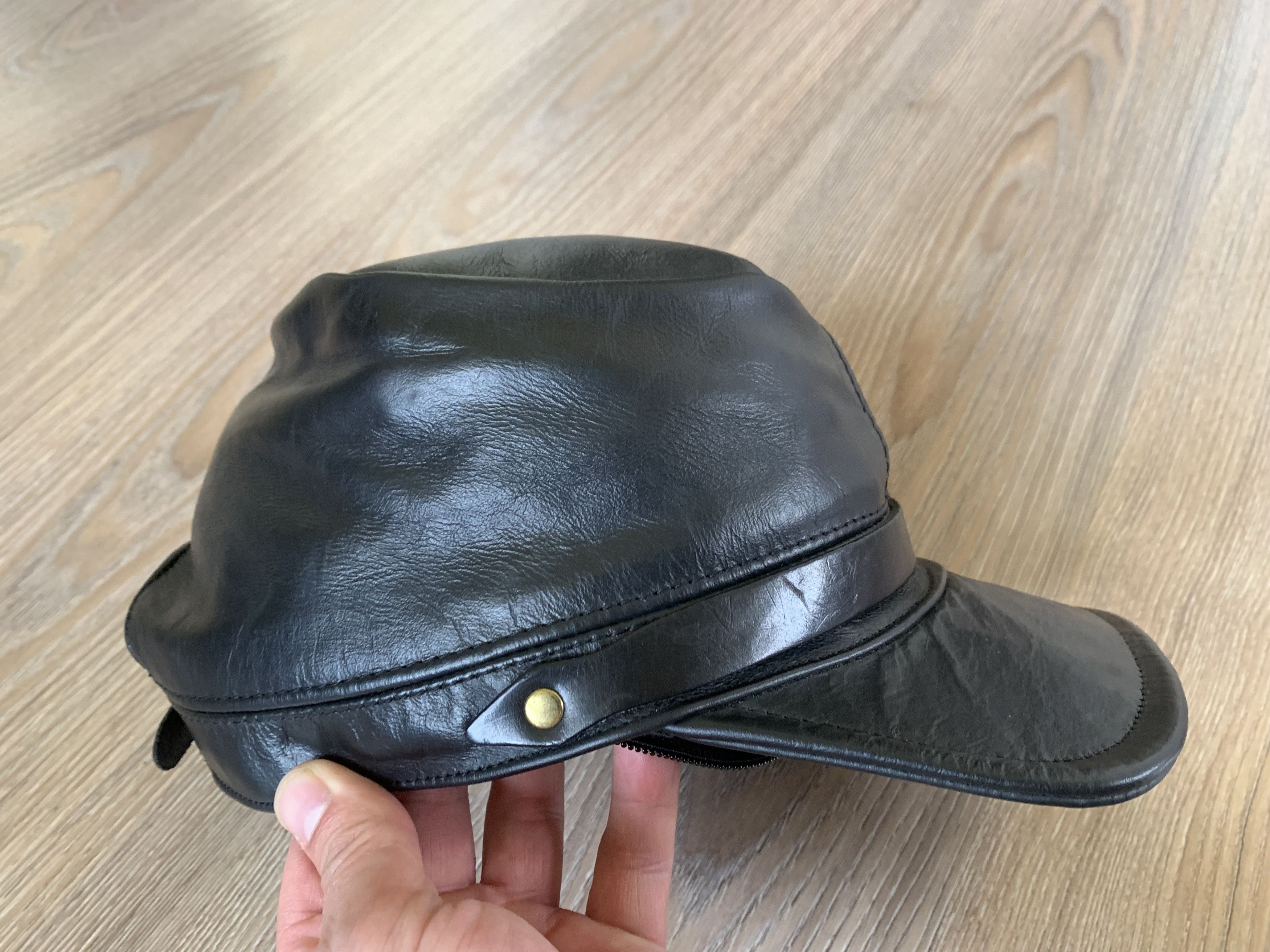 Designer Vintage Rare Made In Usa Leather Cap Size ONE SIZE - 5 Thumbnail