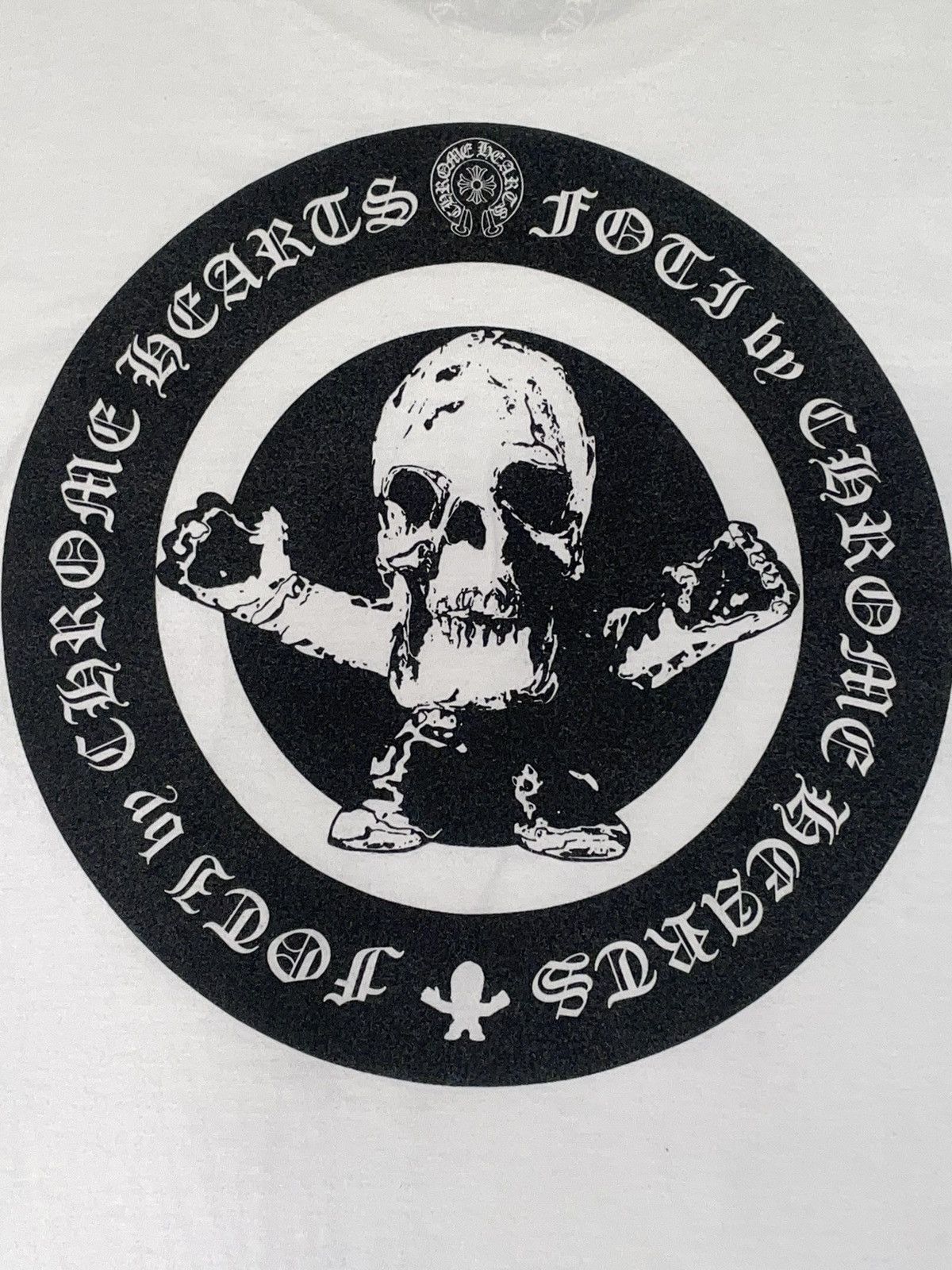 Chrome Hearts RARE Chrome Hearts Foti Circle Skeleton Logo White Tee Size US L / EU 52-54 / 3 - 4 Thumbnail