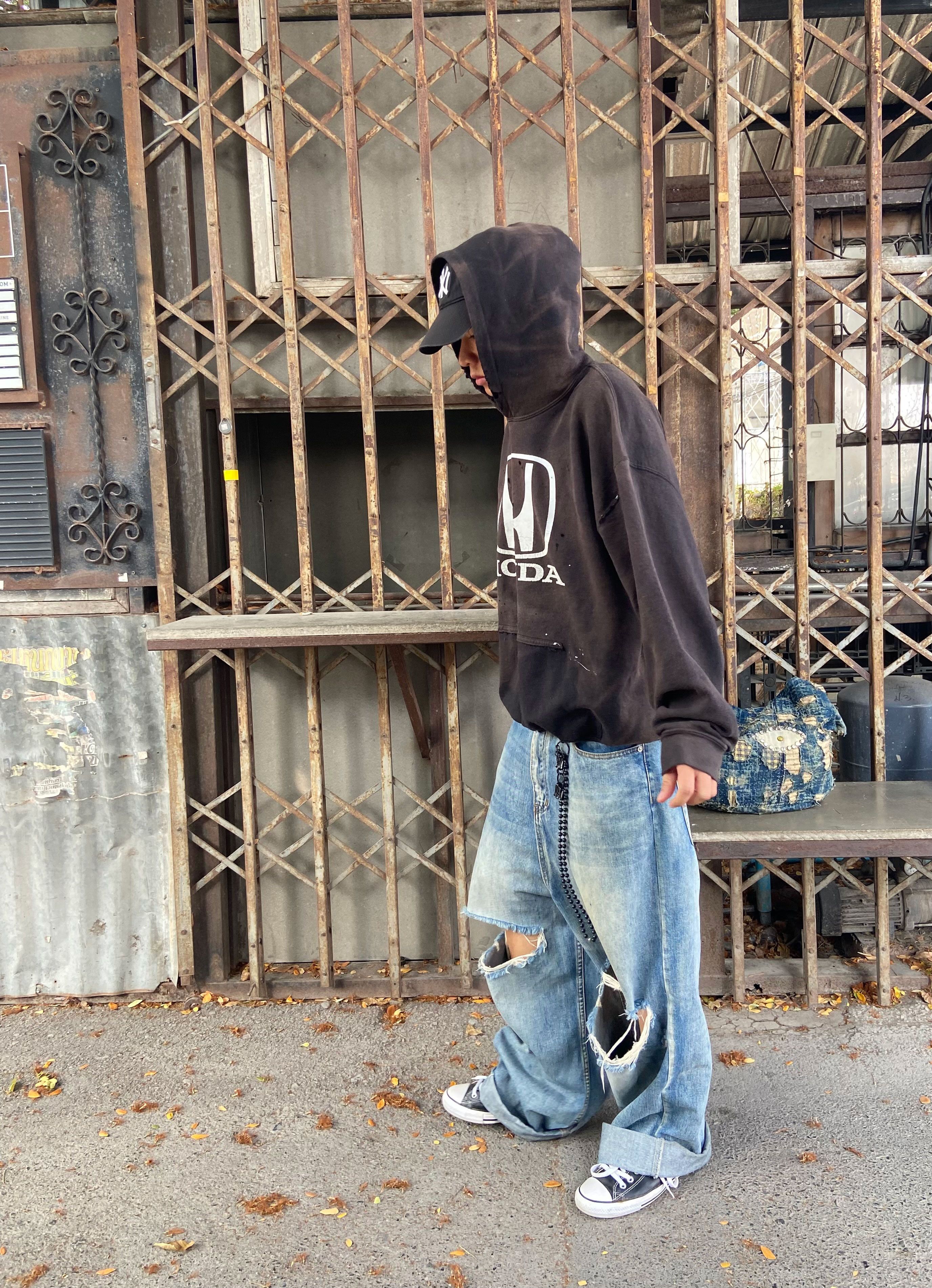 Vintage Thrashed Distressed & Faded "HONDA" Hoodie ERD Grunge Size US XL / EU 56 / 4 - 4 Thumbnail