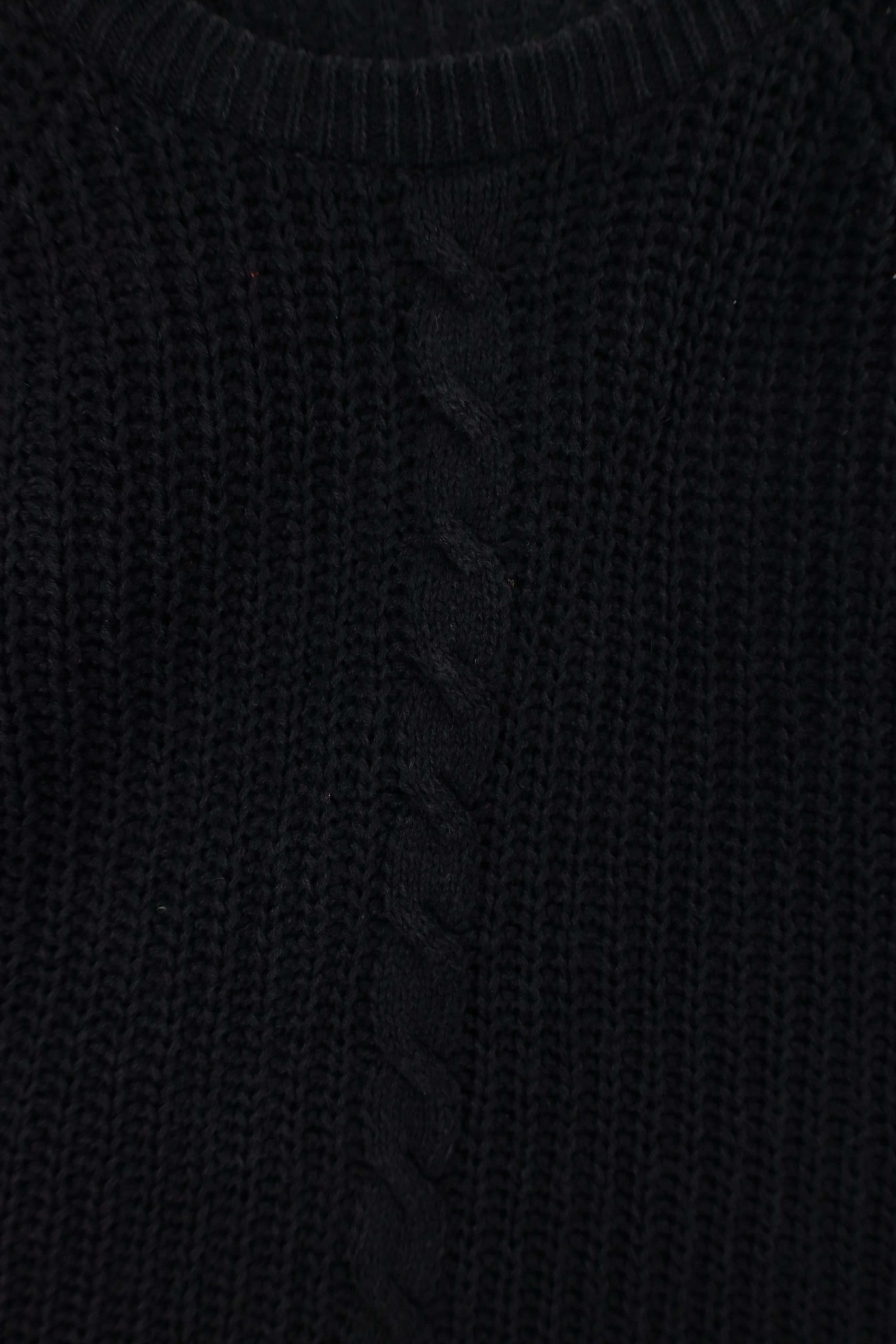 Vintage Vintage 90s Streetwear Cable Ribbed Knit Sweater Black Size US L / EU 52-54 / 3 - 5 Thumbnail