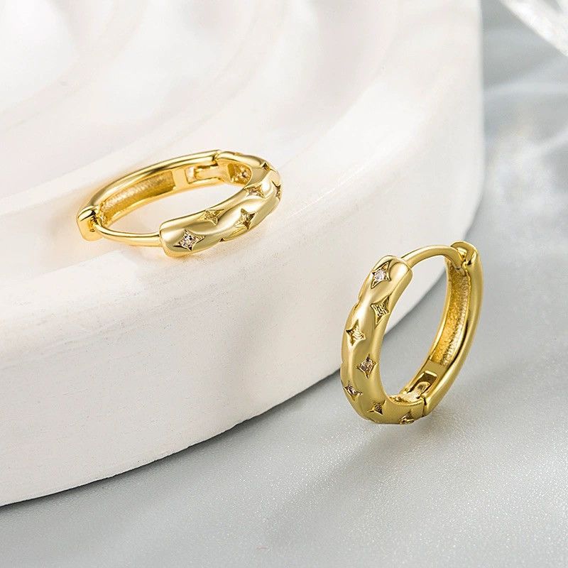 Other 13mm Star Small Gold Hoop Earrings for Women Men Size ONE SIZE - 3 Thumbnail