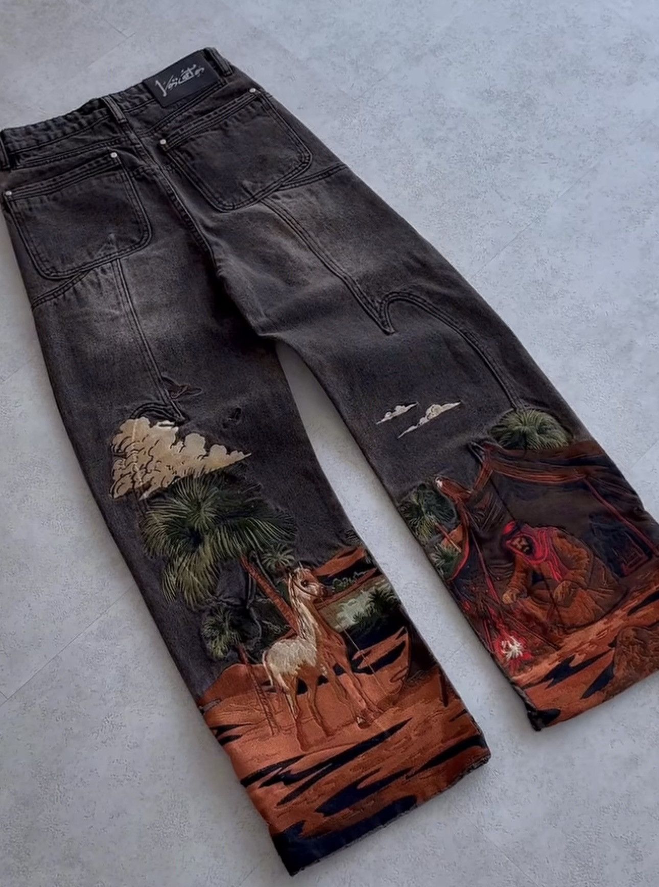Other Embroidered Washed Grey Denim Pants Size S Size US 32 / EU 48 - 8 Thumbnail