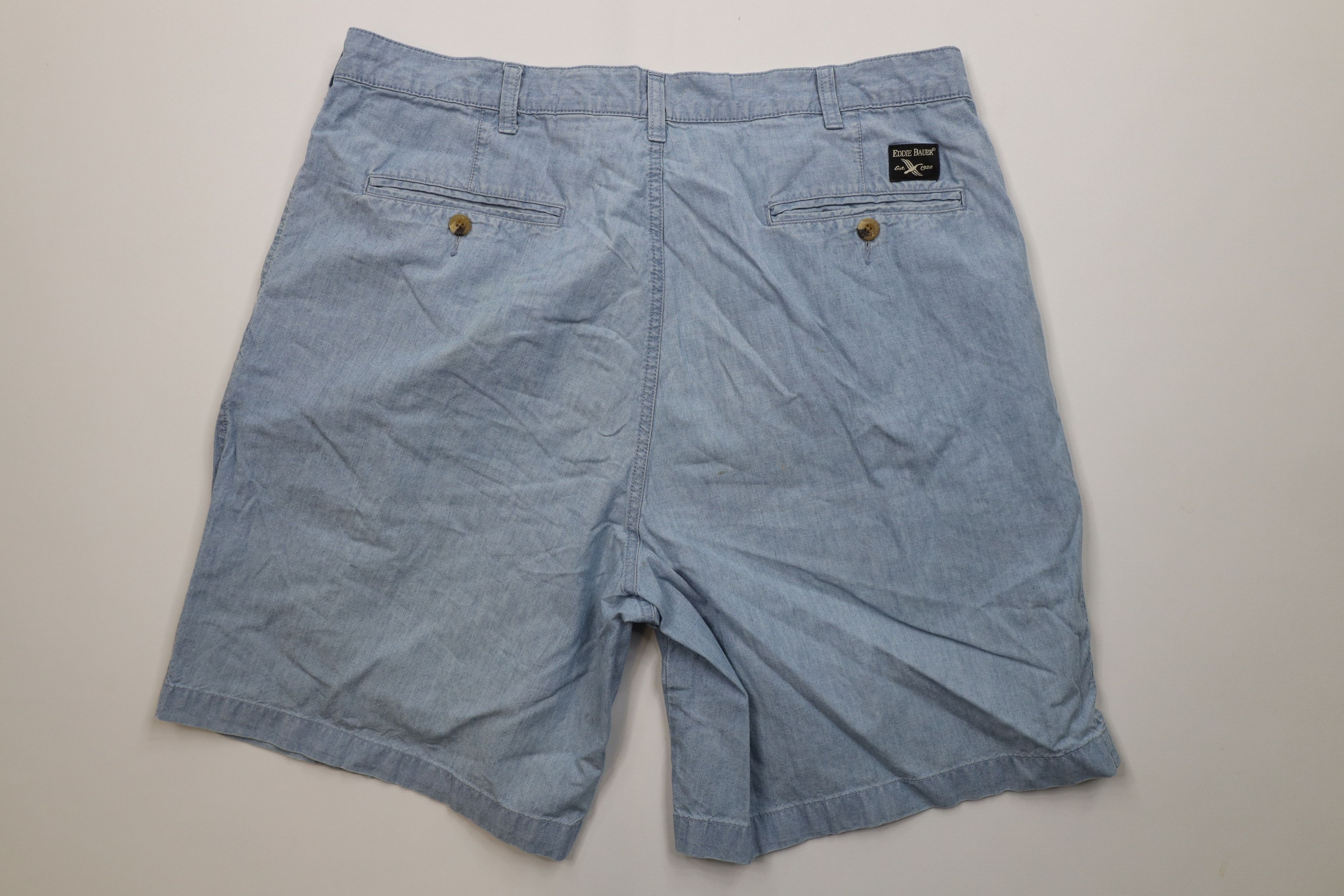 Eddie Bauer Vintage 90s Eddie Bauer Chambray Above Knee Chino Shorts Size US 38 / EU 54 - 7 Thumbnail