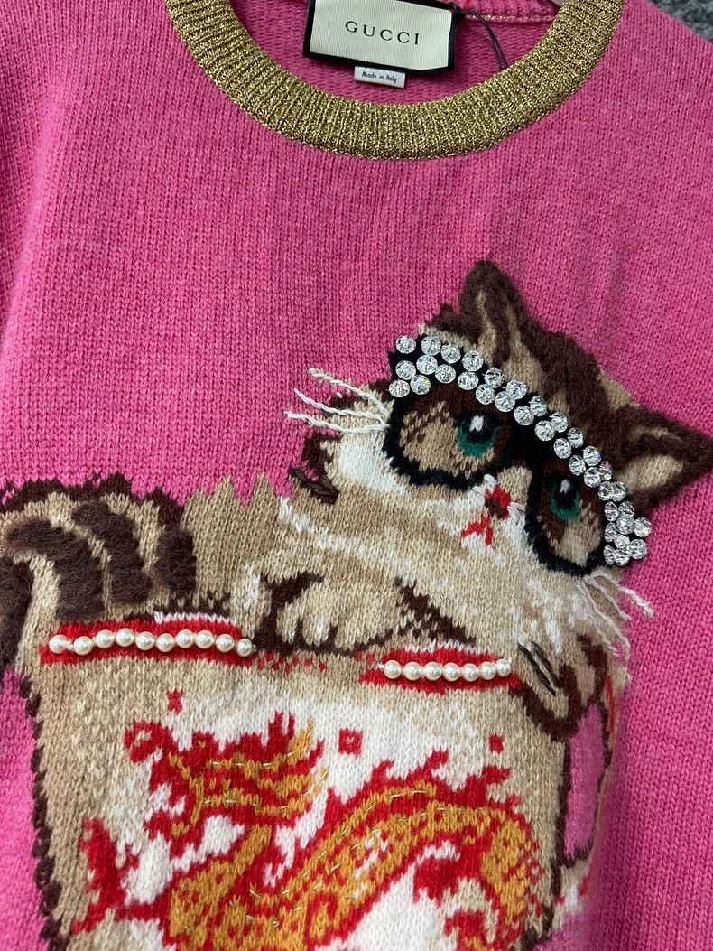 Gucci Gucci Cat Sweater with Gold Detail-2505 Size M / US 6-8 / IT 42-44 - 5 Thumbnail