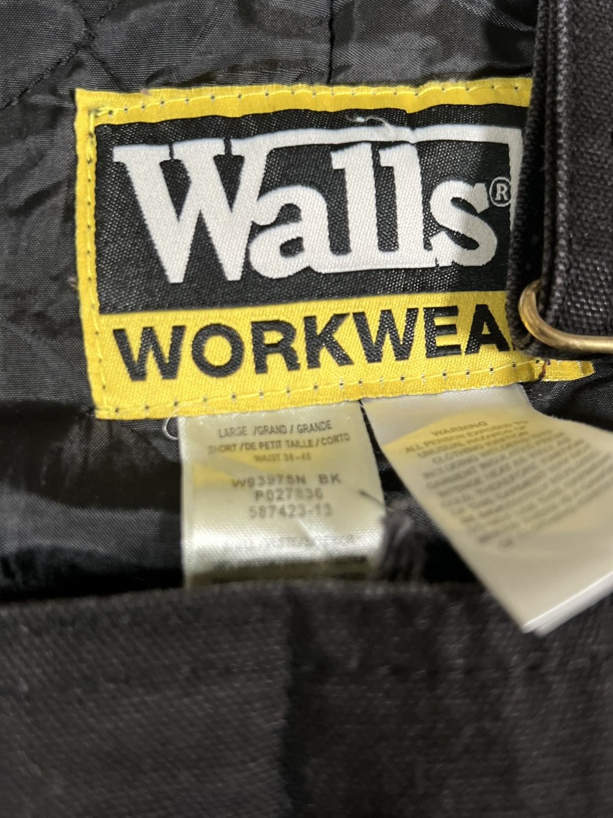 Walls Walls Overalls Mens Large Black Duck Bib Double Knee Lined Size US 40 / EU 56 - 5 Thumbnail