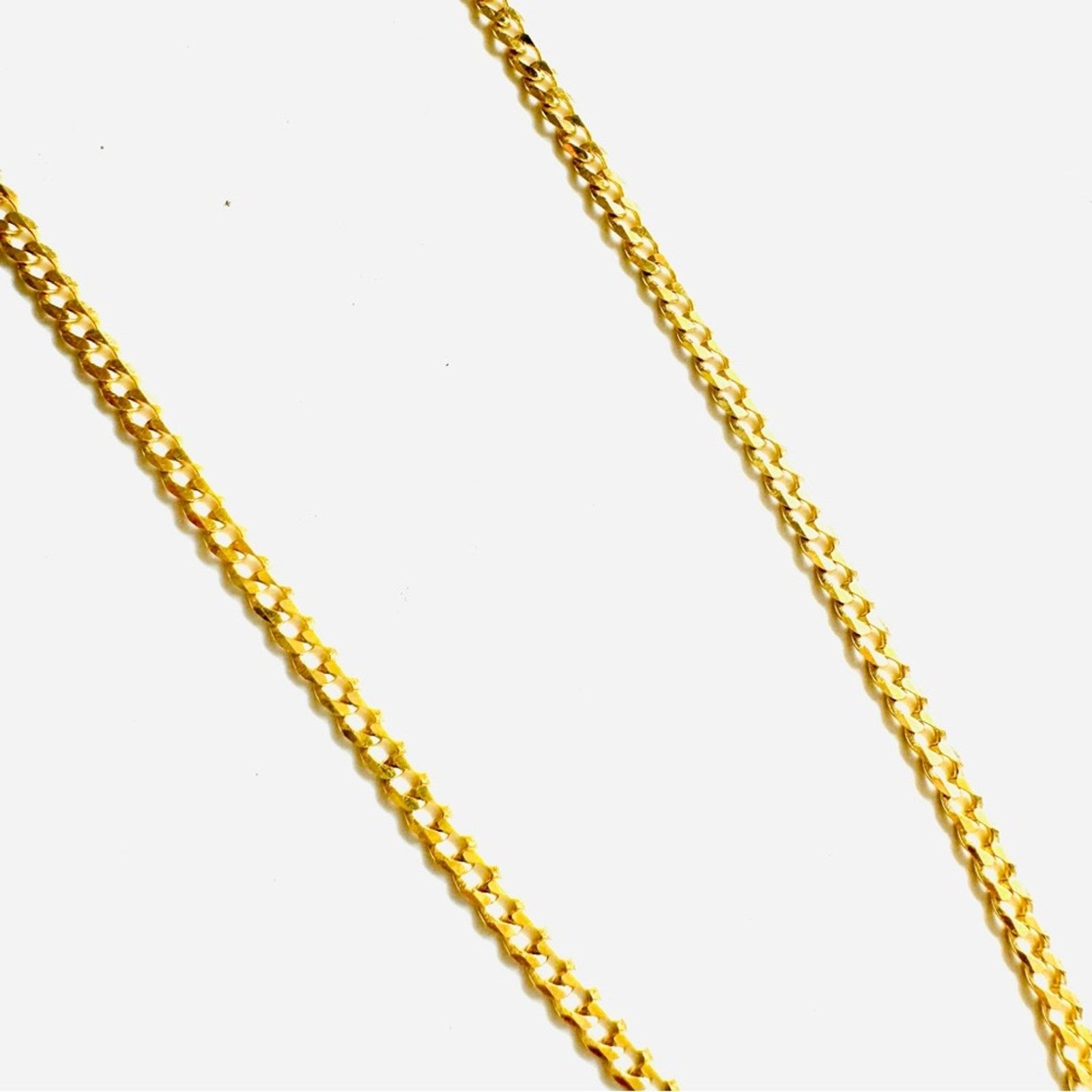 Sterling Silver NEW 14 Gold Plated 18” Chain Cuban Link Diamond Cut Necklace Size ONE SIZE - 9 Thumbnail