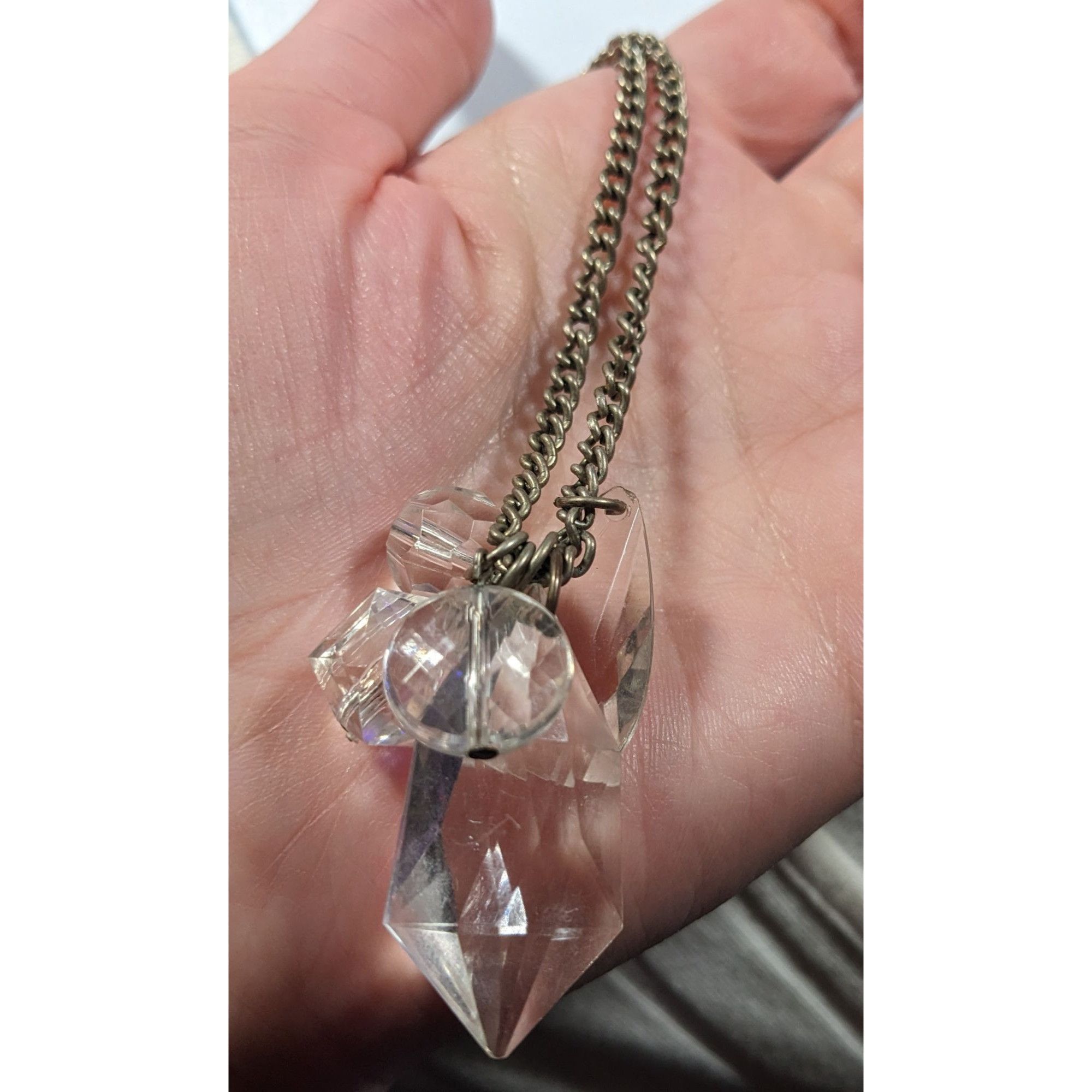 American Eagle Outfitters Y2K AEO Clear Gem Cluster Necklace With Silver Tone Chain Size ONE SIZE - 3 Thumbnail