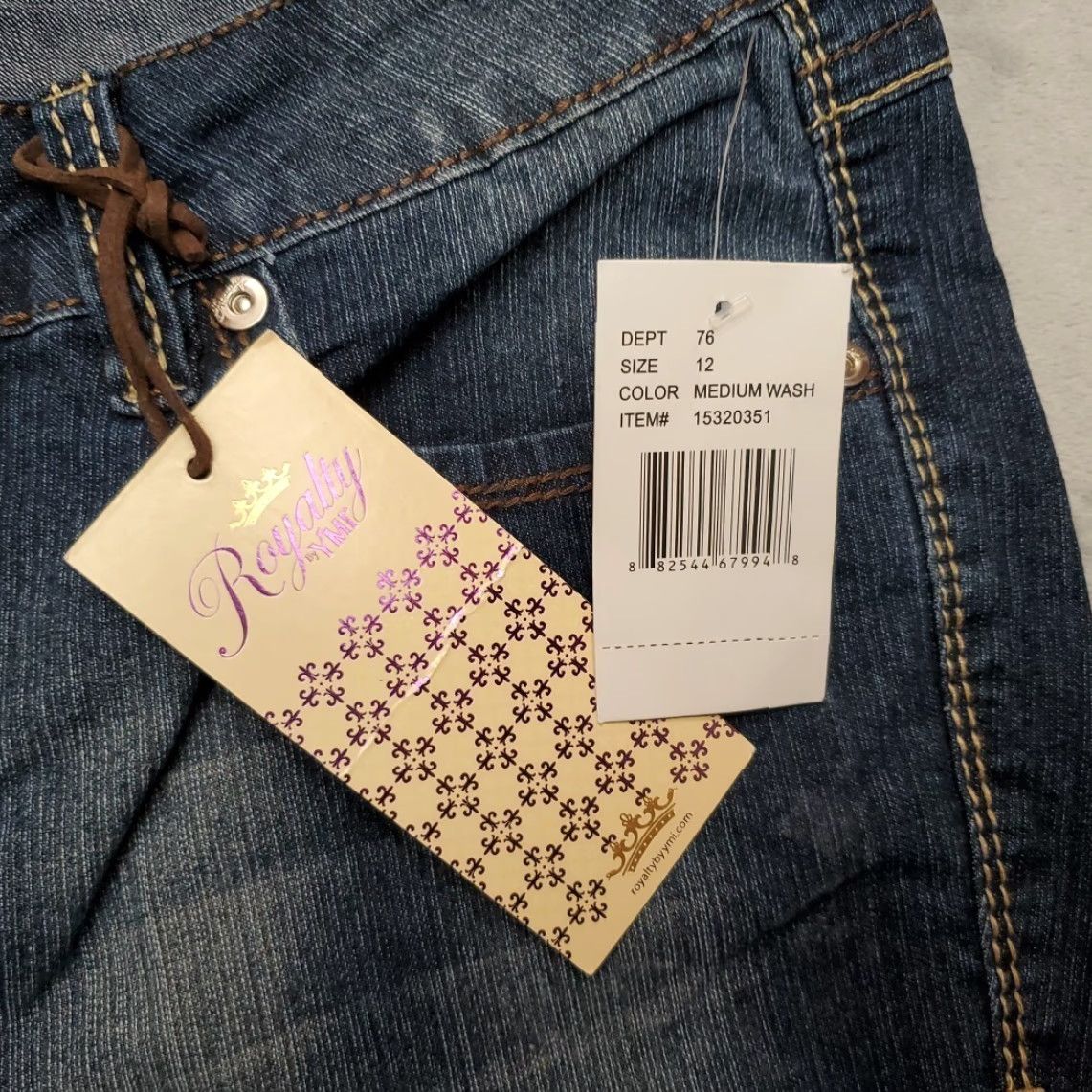 Denime Royalty Jeans Women 12 Blue Denim Slim Fit Straight Thick Stitch Stretch Western Jeans Size 34" / US 12 / IT 48 - 4 Thumbnail
