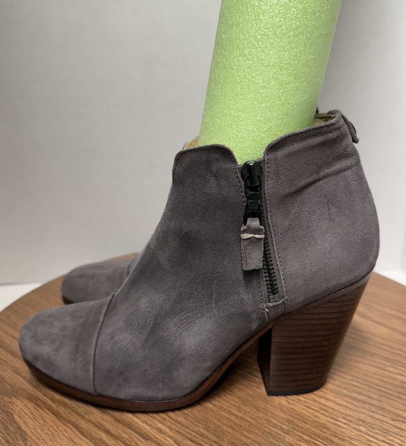 Rag & Bone Rag & Bone Charcoal Grey Waxed Suede Margot Ankle Bootie Size US 8 / IT 38 - 2 Thumbnail