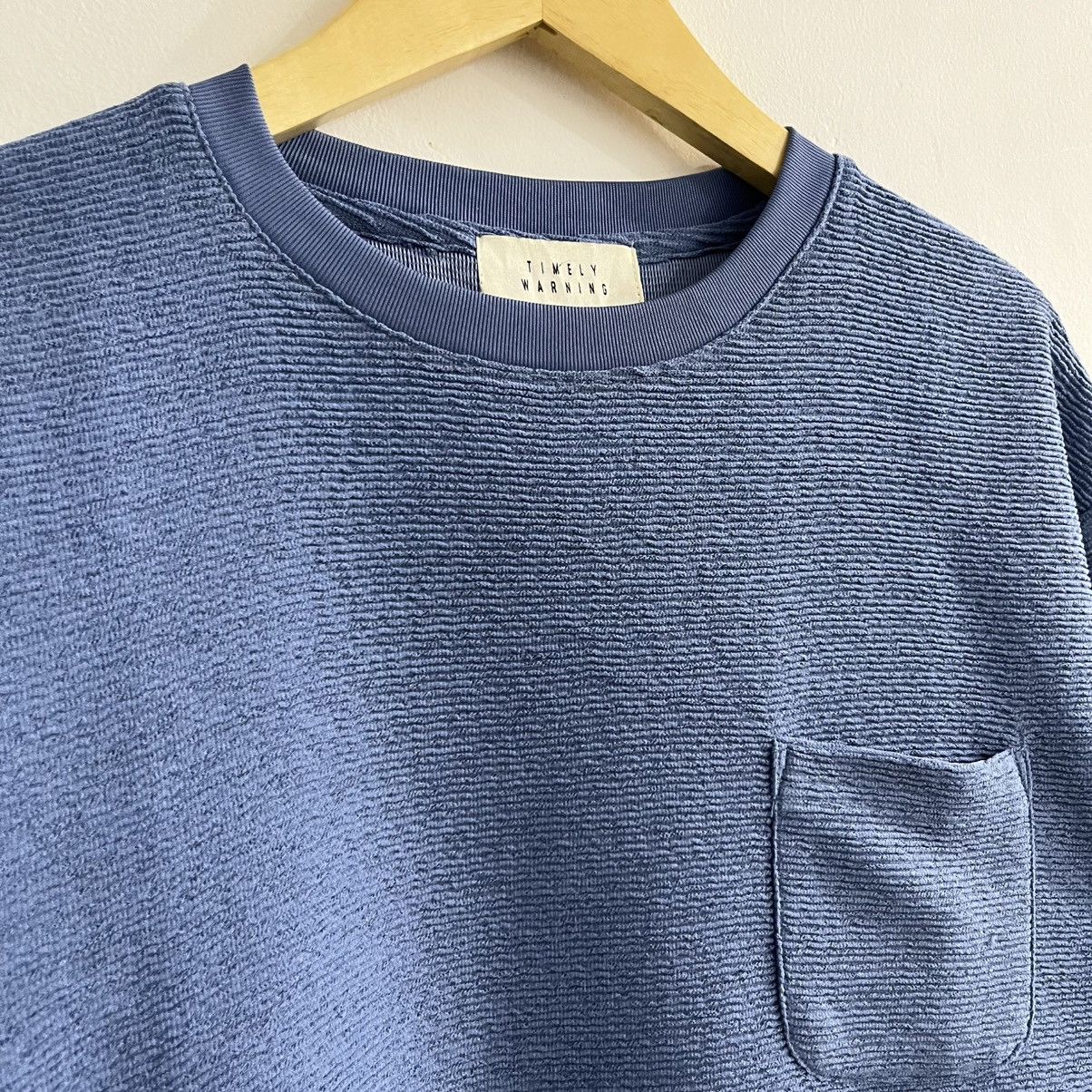Japanese Brand Timely Warning Textured Blue Tee Size US M / EU 48-50 / 2 - 2 Thumbnail