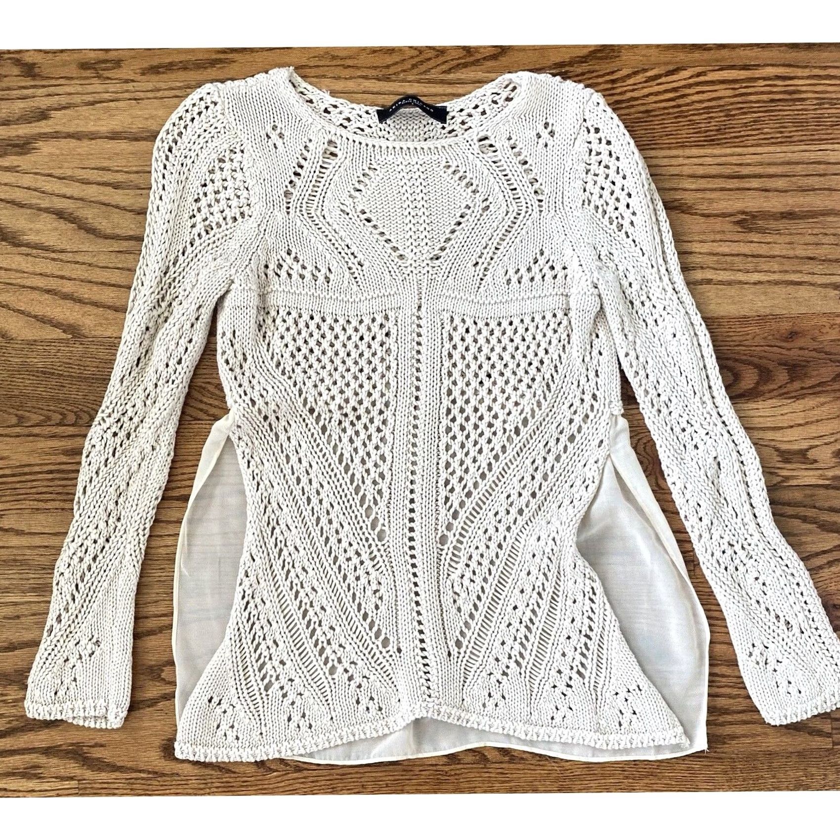 Akira VINTAGE Akira Black Label Sweater Beige Crochet Open Knit Back Sz S Size S / US 4 / IT 40 - 6 Thumbnail