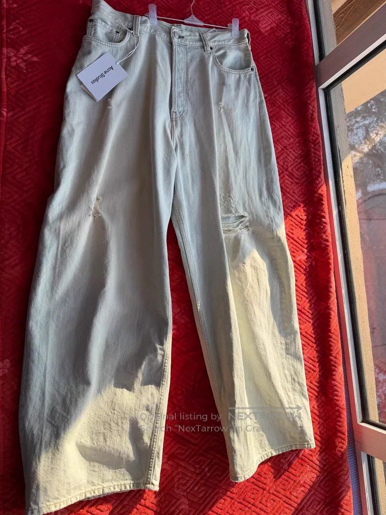 Acne Studios Acne Studios Off-White Ripped Denim Pants Size US 32 / EU 48 - 1 Thumbnail