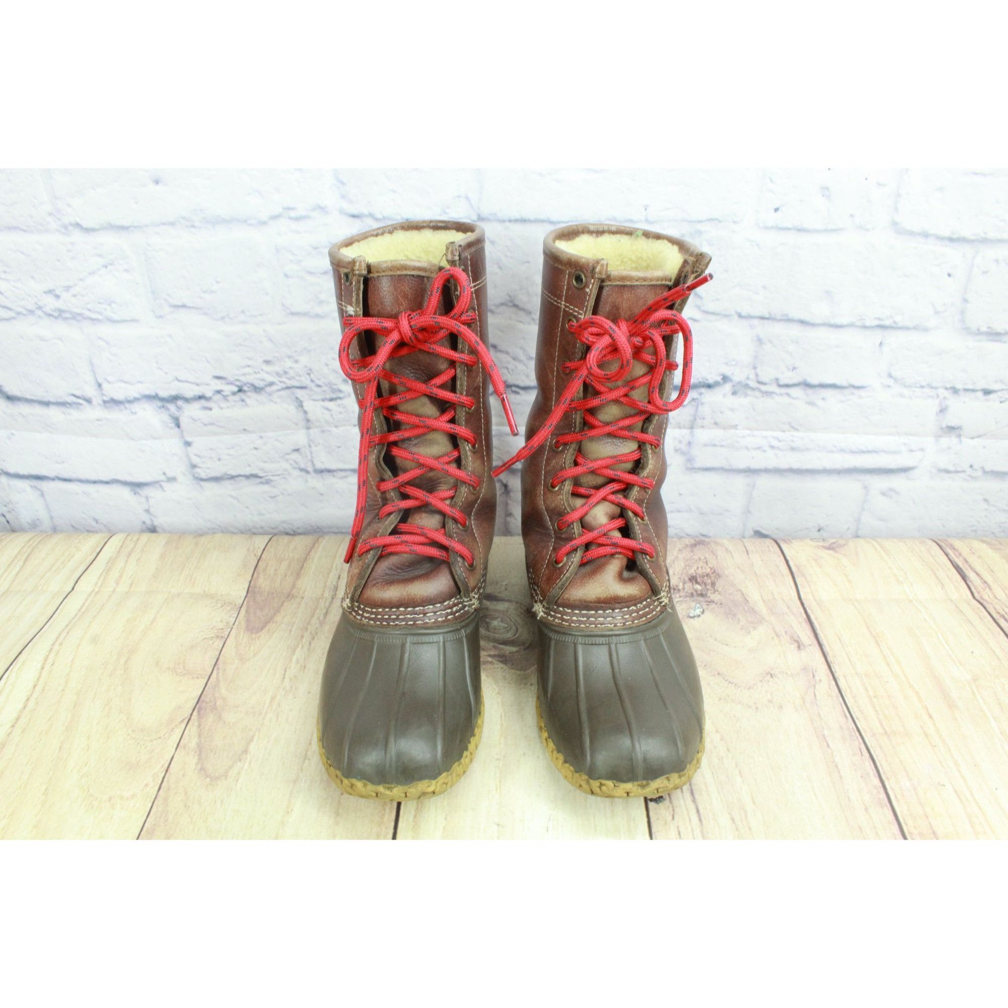 L.L. Bean LL Bean Women’s Shearling-Lined Brown Leather Duck Boots Size US 6 / IT 36 - 5 Thumbnail