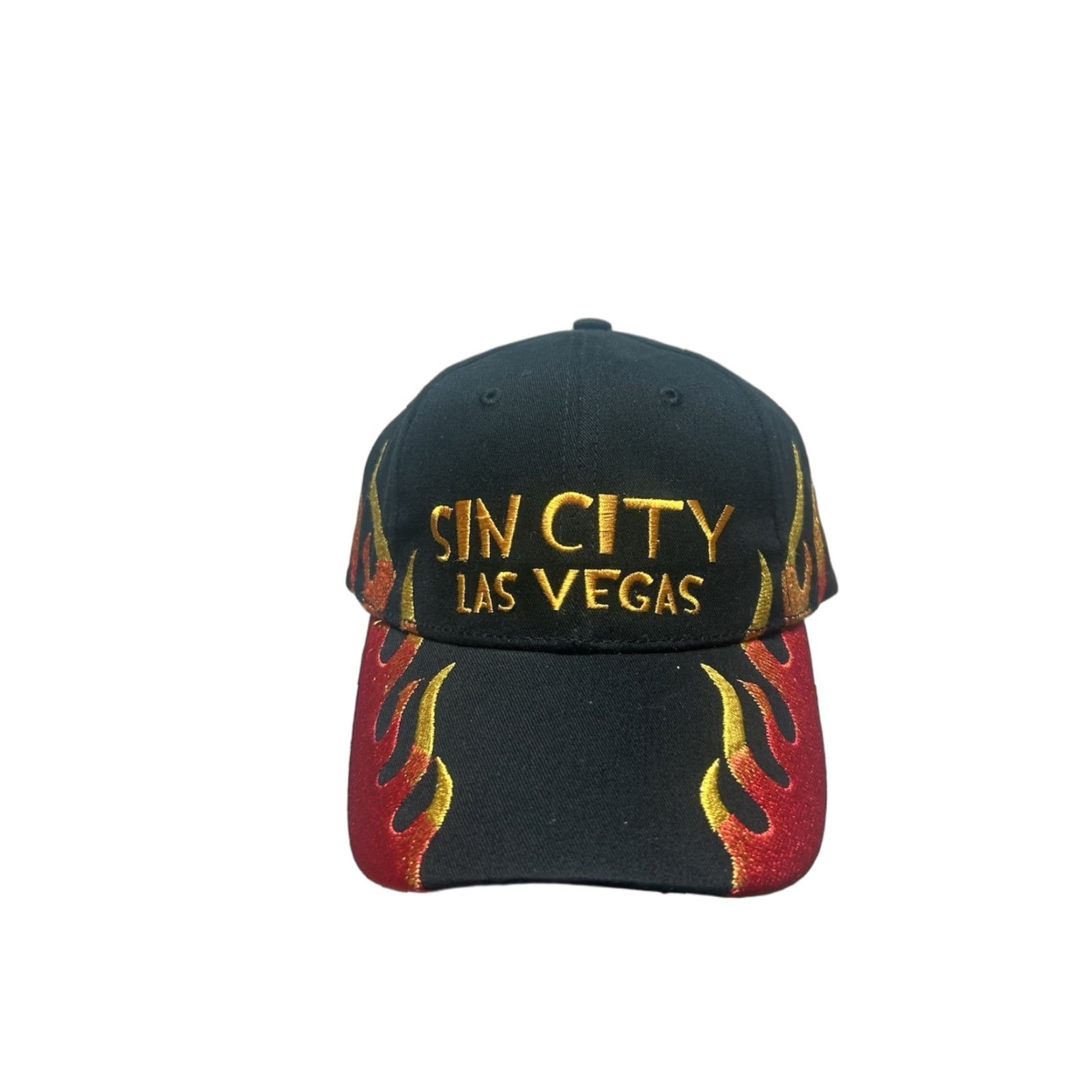 Vintage VINTAGE Strapback Hat Cap Sin City Las Vegas Flames Fire Y2K Skater Black Men's Adjustable Cap/Strapback? Size ONE SIZE - 1 Thumbnail