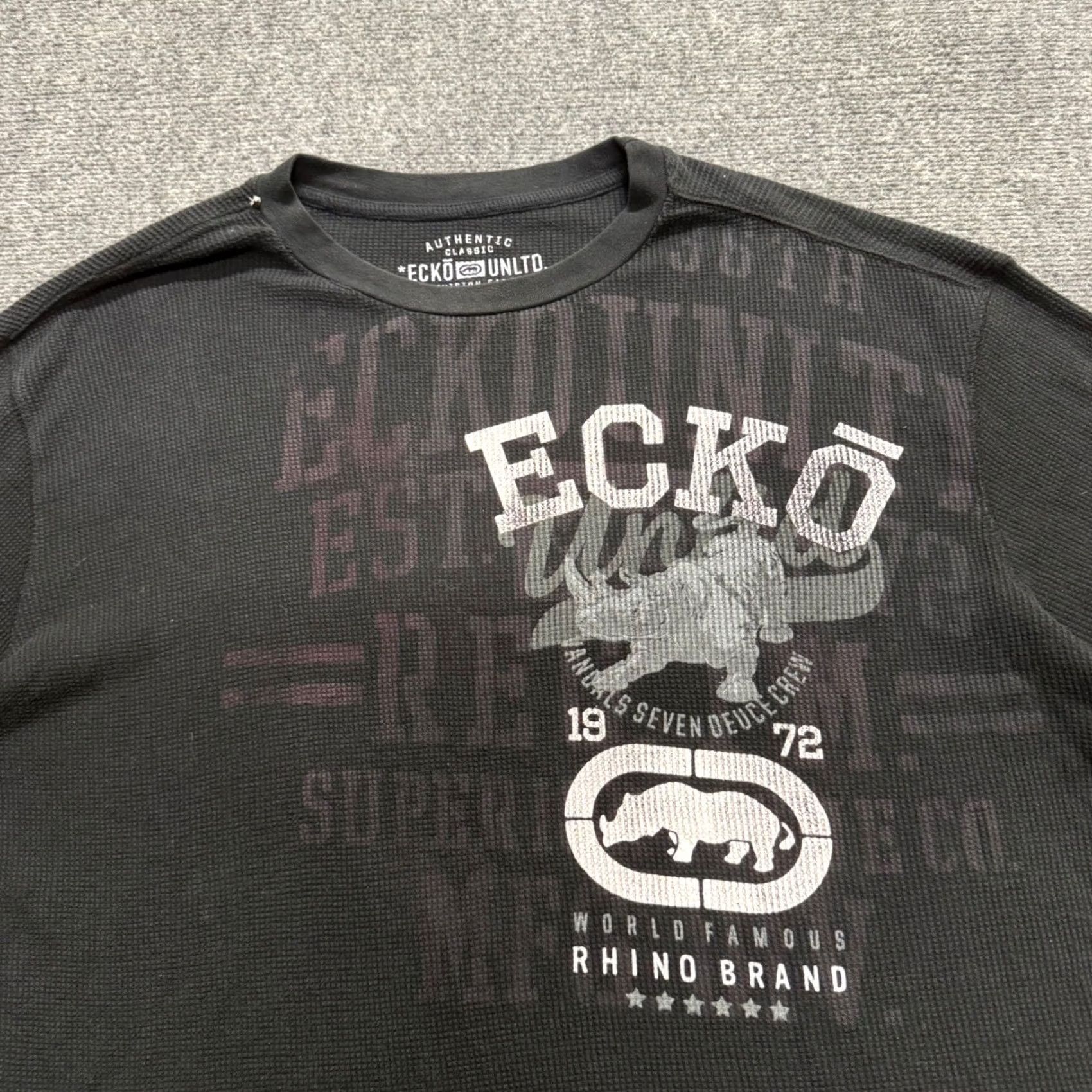Vintage VINTAGE Ecko Unltd Thermal Long-sleeve Shirt Men 3XLT Black Grunge Skater Y2K Size US XXL / EU 58 / 5 - 4 Thumbnail