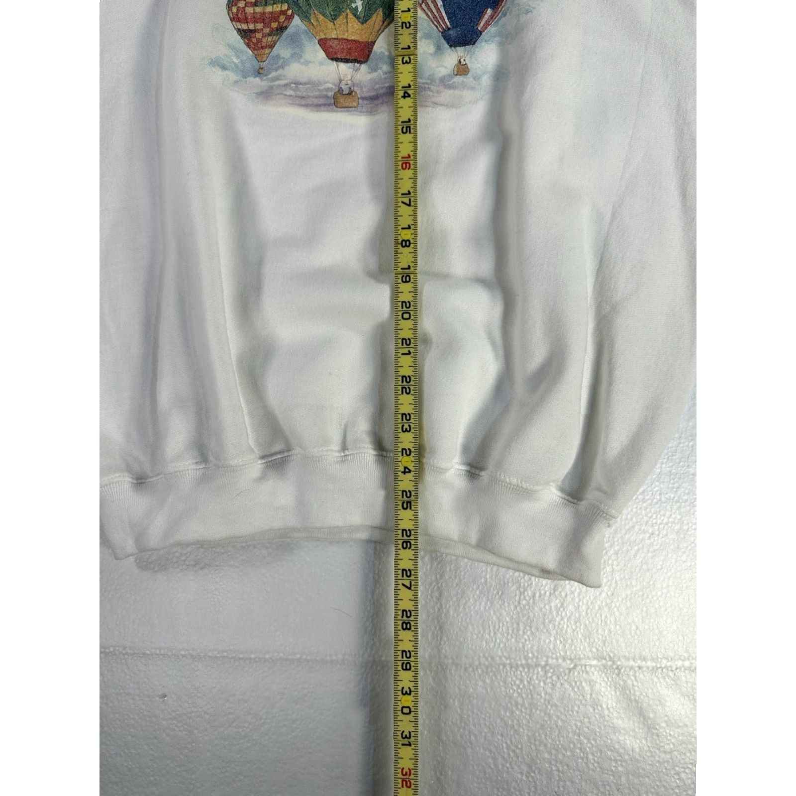 Jerzees VINTAGE Jerzees Sweatshirt White Hot Air Balloons USA M Medium Women's Pullover Crew Neck Cotton Fleece Long Sleeve Size M / US 6-8 / IT 42-44 - 6 Thumbnail