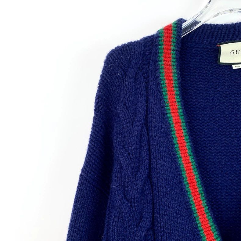 Gucci Gucci Blue striped wool knitted cardigan jacket 2503-Nextar Size US XXL / EU 58 / 5 - 3 Thumbnail