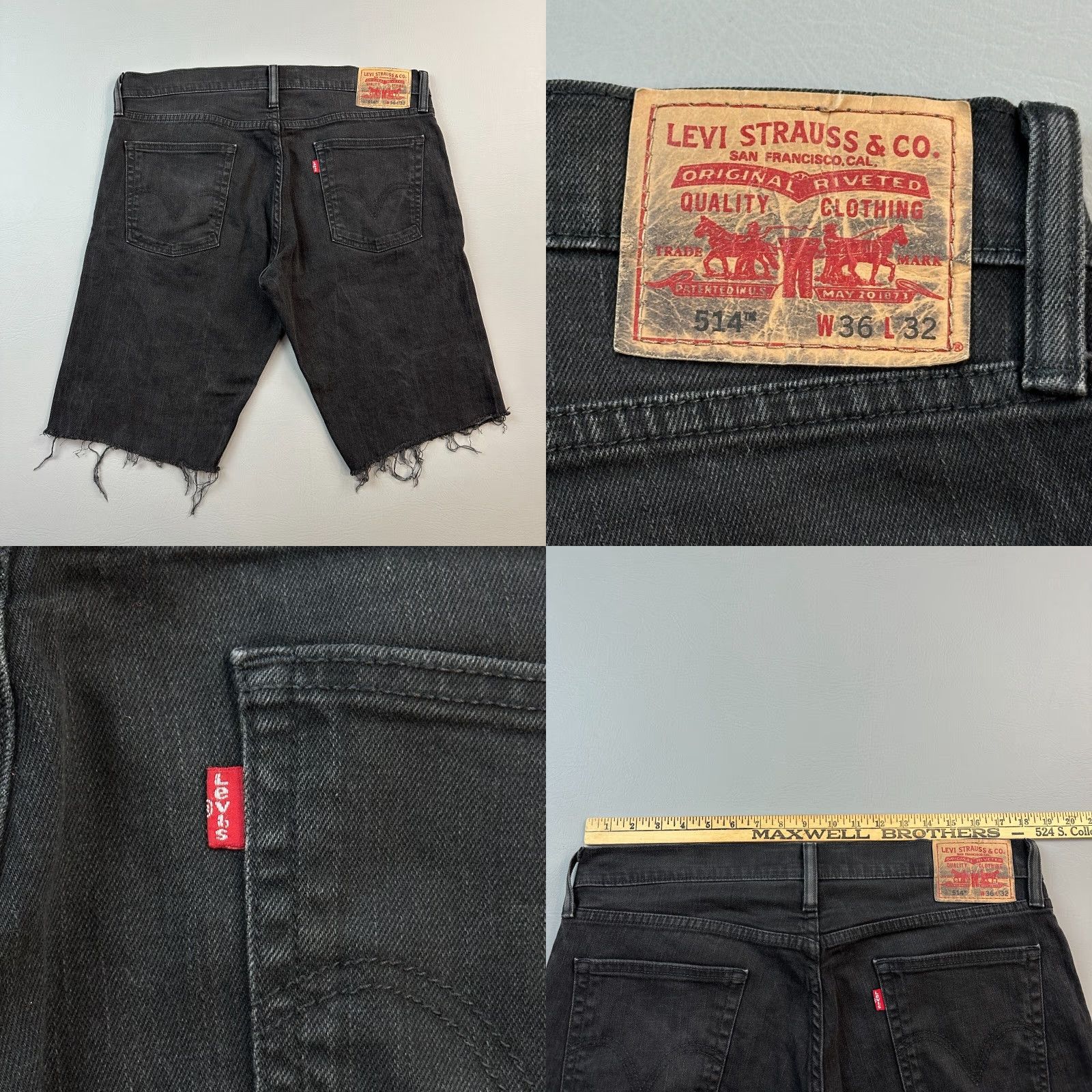Levi's VINTAGE Levi's 514 Shorts Mens 36 Black Denim Cutoff Slim Straight Stretch Y2K Bermuda Shorts Mens 36 Black Denim Slim Stretch Vintage Levis 514 Size US 36 / EU 52 - 8 Thumbnail