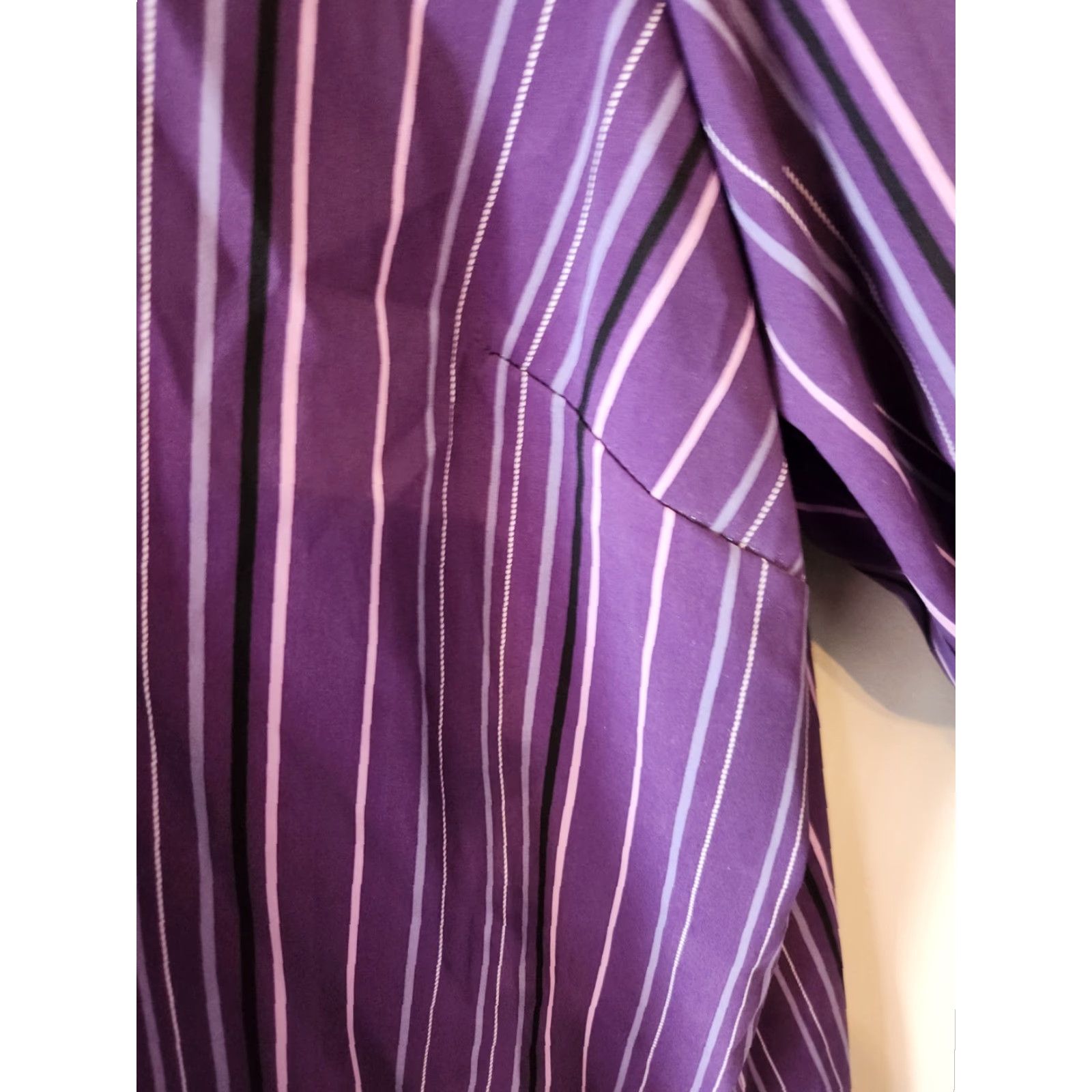 Vintage Doc & Amelia Premier by Cintas Purple Button Up Stripe Uniform Shirt 5X Women, Polyester, Purple, Shirt, 5X, Womens Size US XXL / EU 58 / 5 - 4 Thumbnail