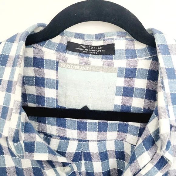 Vacation World Island Gingham Plaid Short Sleeve Collared Shirt Size US XL / EU 56 / 4 - 6 Thumbnail