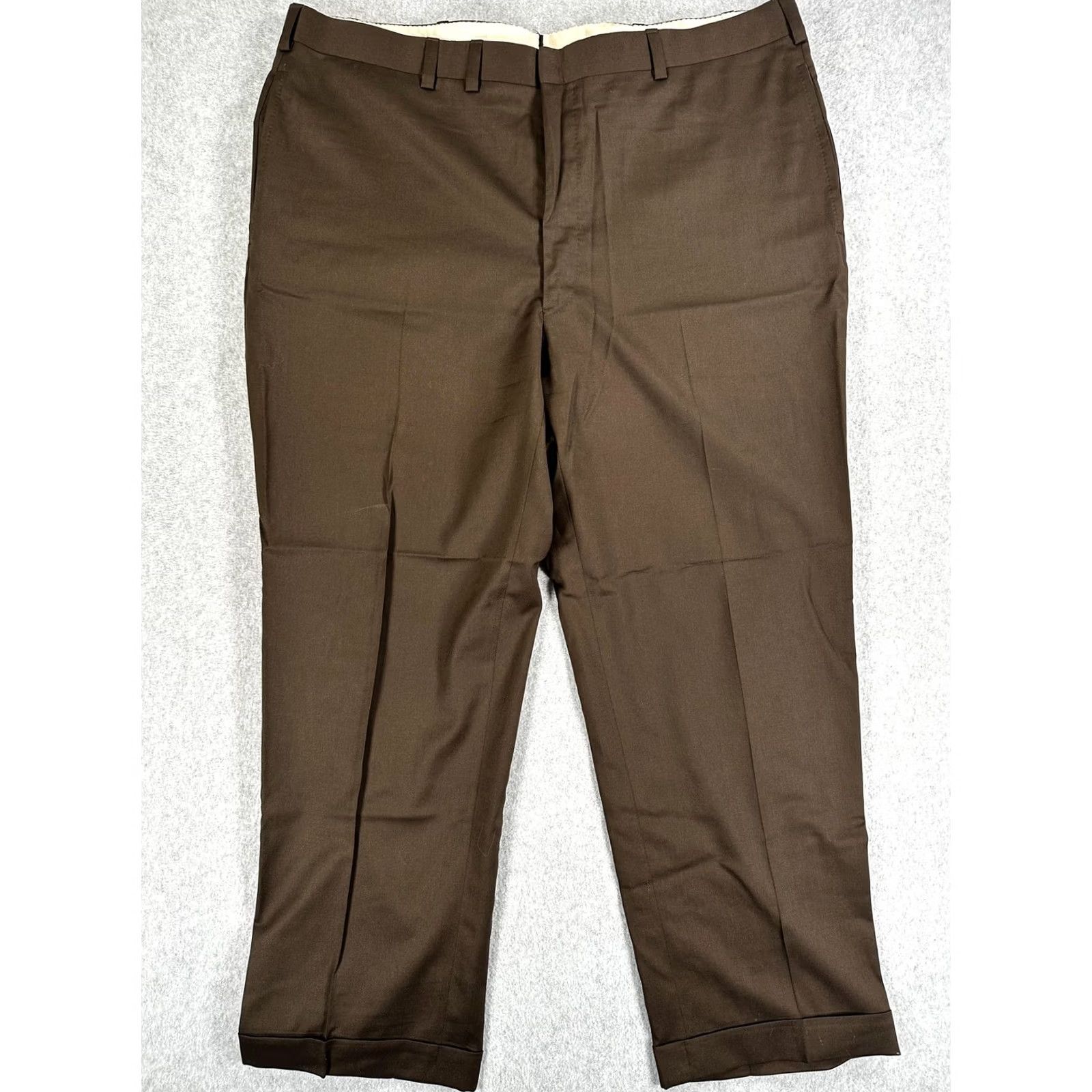 Vintage Oxford Clothes Mens Dress Pants 34x30 Brown Pleated Cuffed Straight Leg Business Formal Slashed Pockets Classic Fit Pants Boys? Size US 34 / EU 50 - 7 Thumbnail