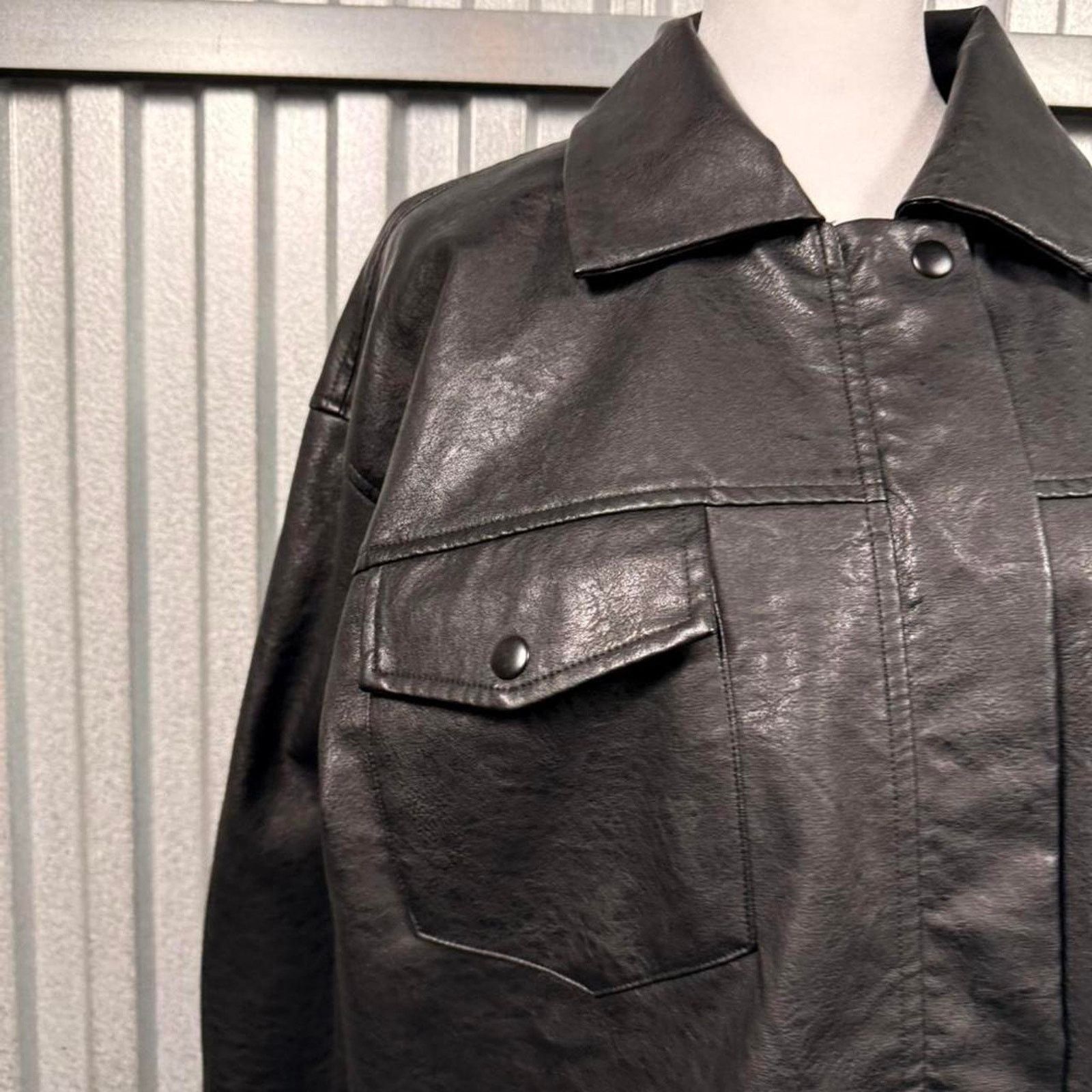 PRINCESS POLLY Black faux Leather Jacket Womens Size L / US 10 / IT 46 - 4 Thumbnail