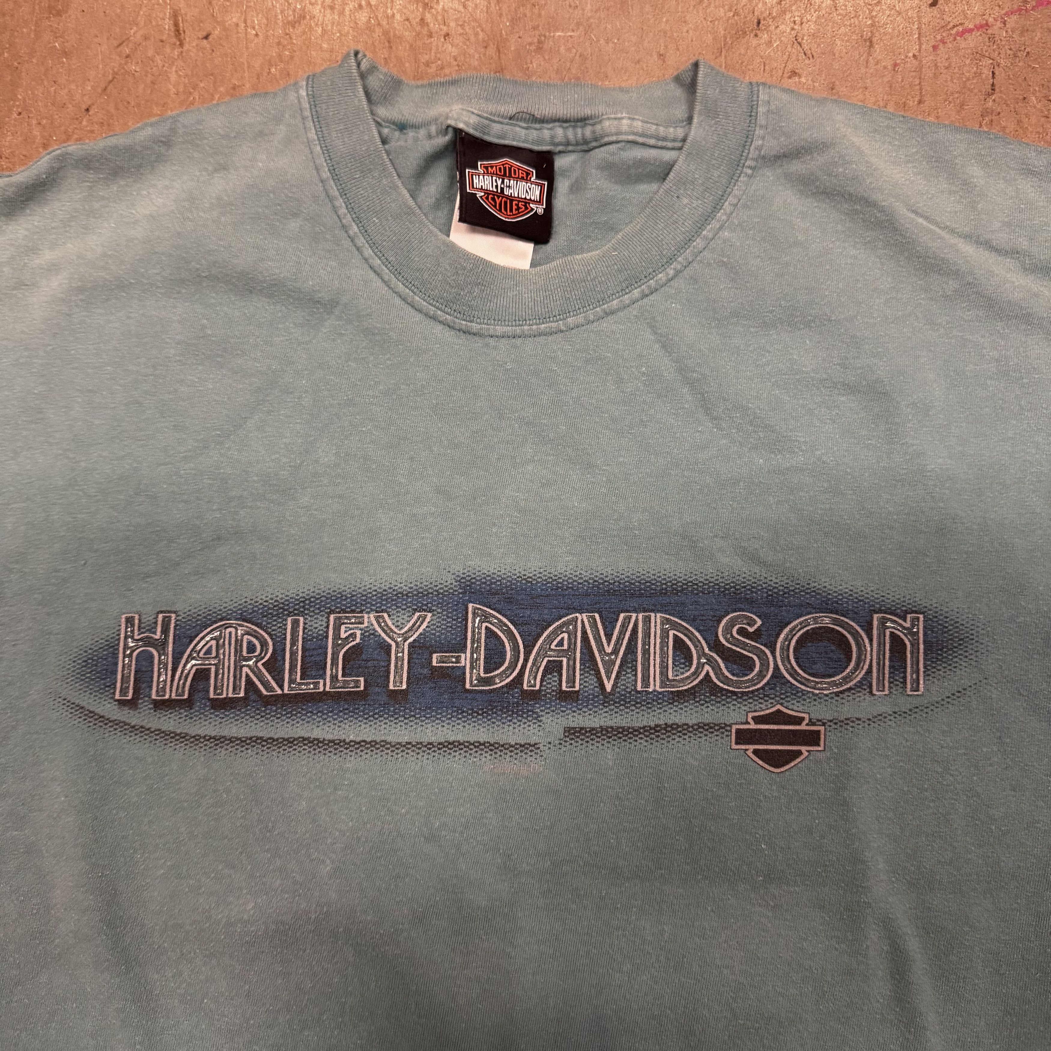 Harley Davidson VTG Y2K Harley Davidson Faded Green Graphic T Shirt Biker Size US L / EU 52-54 / 3 - 3 Thumbnail