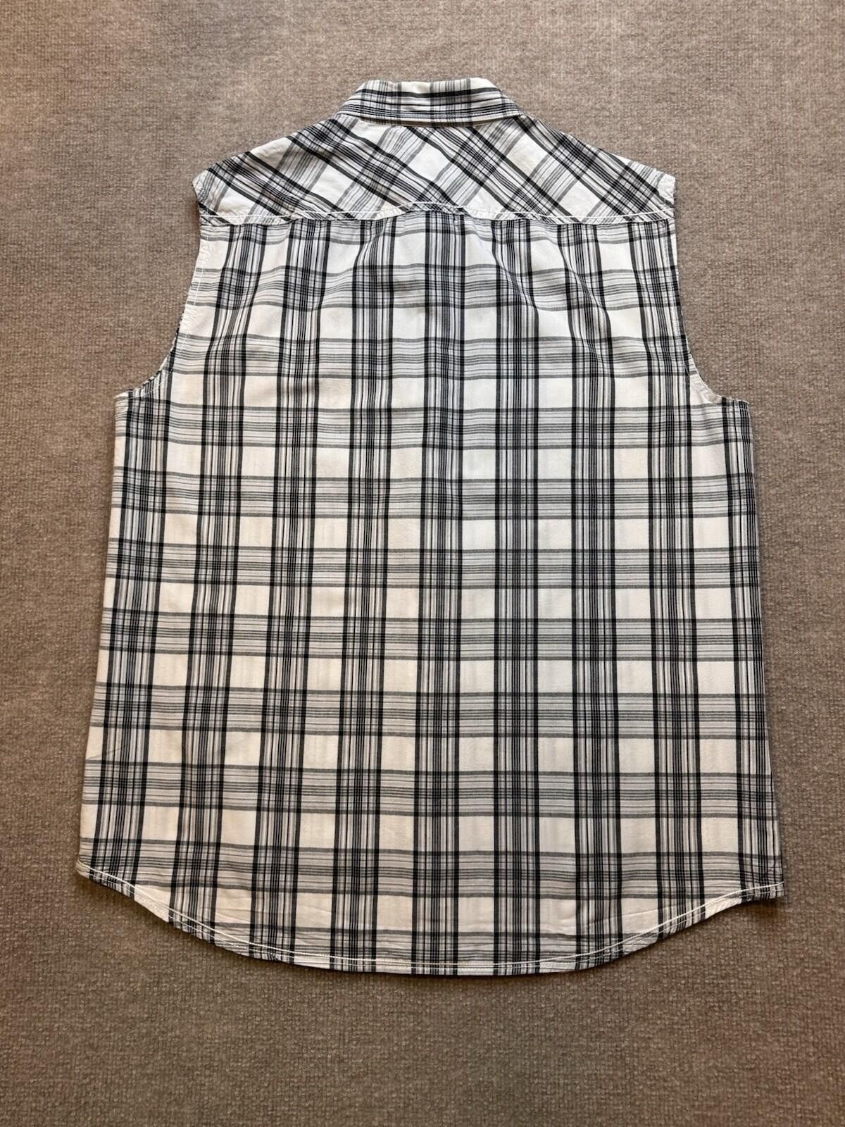 Helix Helix Men's XL Gray Plaid Sleeveless Button Down [737] Size US XL / EU 56 / 4 - 3 Thumbnail